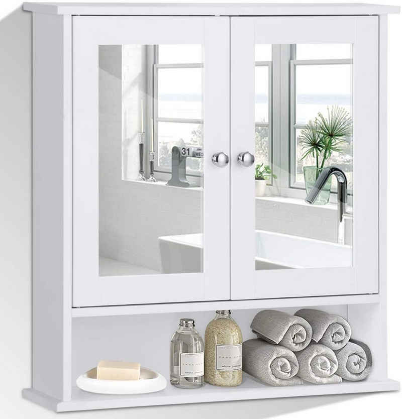 COSTWAY Spiegelschrank Badzimmerschrank mit höhenverstellbarer Ablage