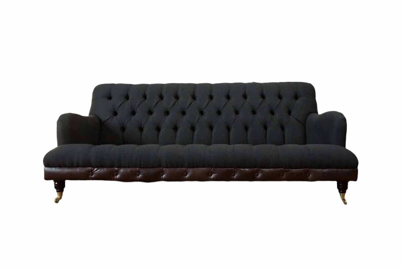 Sofa, JVmoebel Chesterfield Polster Dreisitzer in Luxus Made Europe Schwarzer Sofa Couch