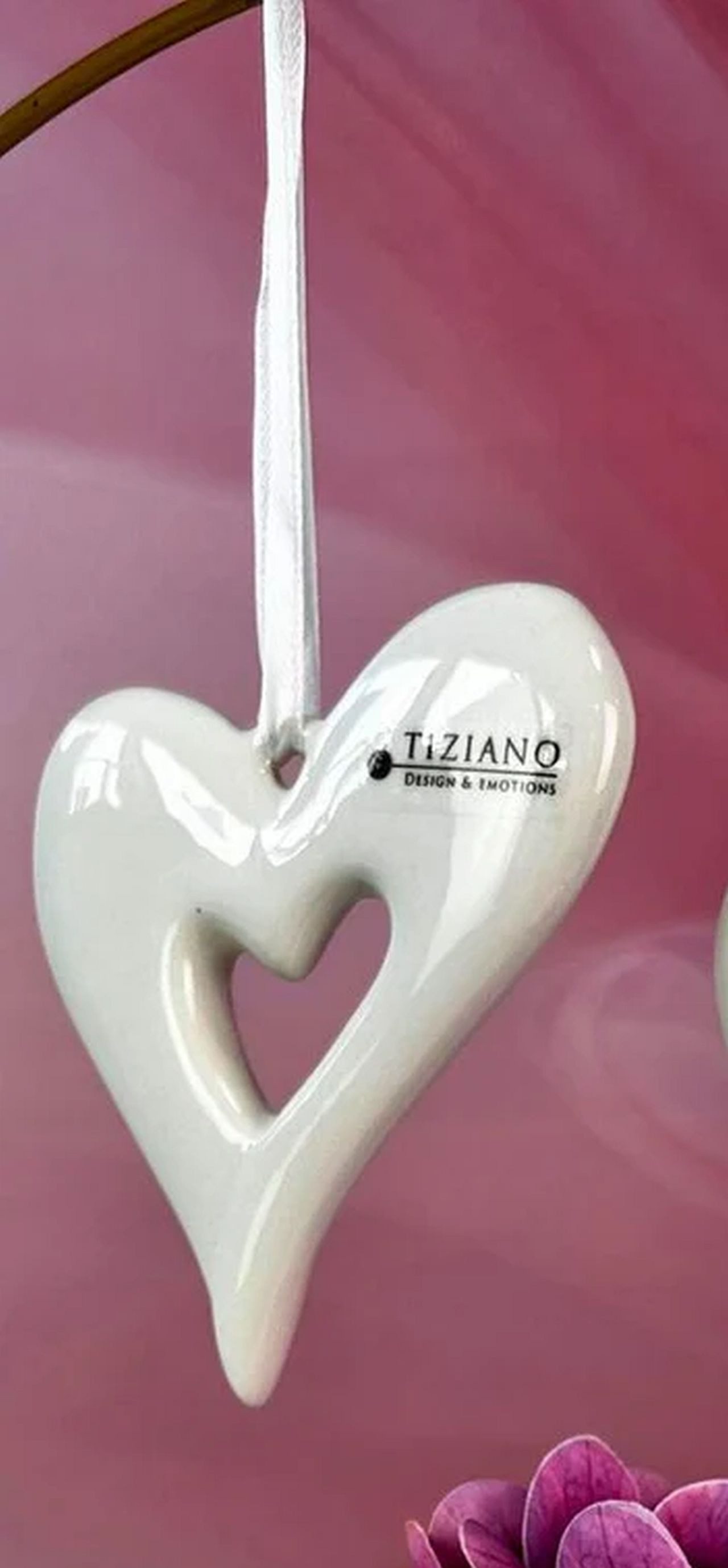 TIZIANO - DESIGN & EMOTIONS Dekohänger Herz Belvina creme – Hängedeko Herz offen – Keramik