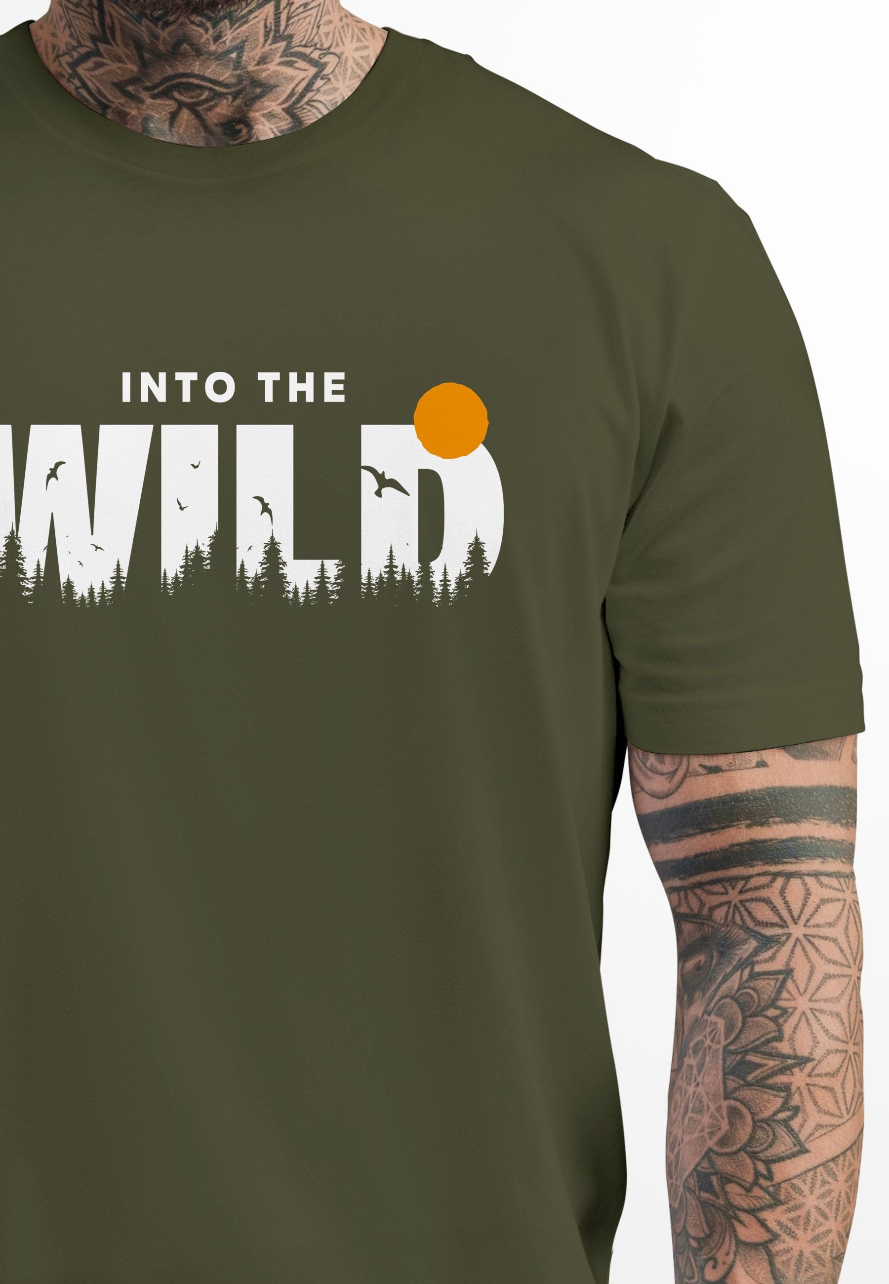 Neverless Print-Shirt Herren T-Shirt Brustprint Bedruckt Into the Wild Schr günstig online kaufen