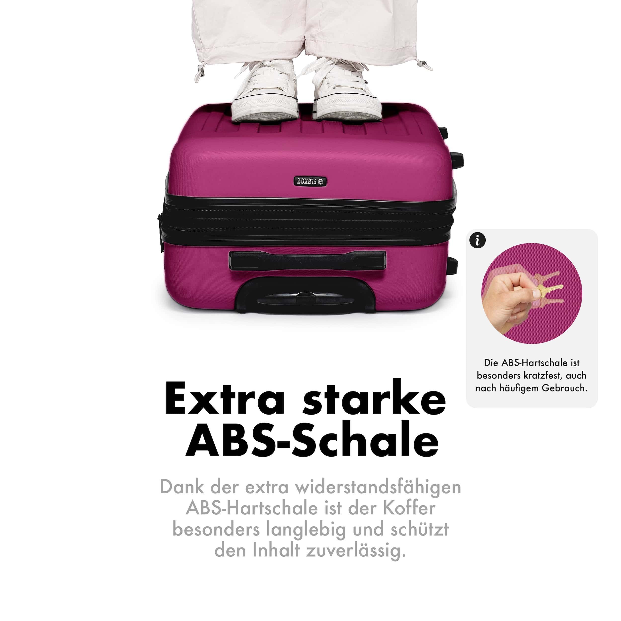 Flexot Hartschalen-Trolley F-3045 (Gr. M, L, XL) – Kofferset – ABS-Hartschale, 4 Rollen, Robuster und moderner Koffer mit vier 360° Rollen und Zahlenschloss – Bild 4 von 5