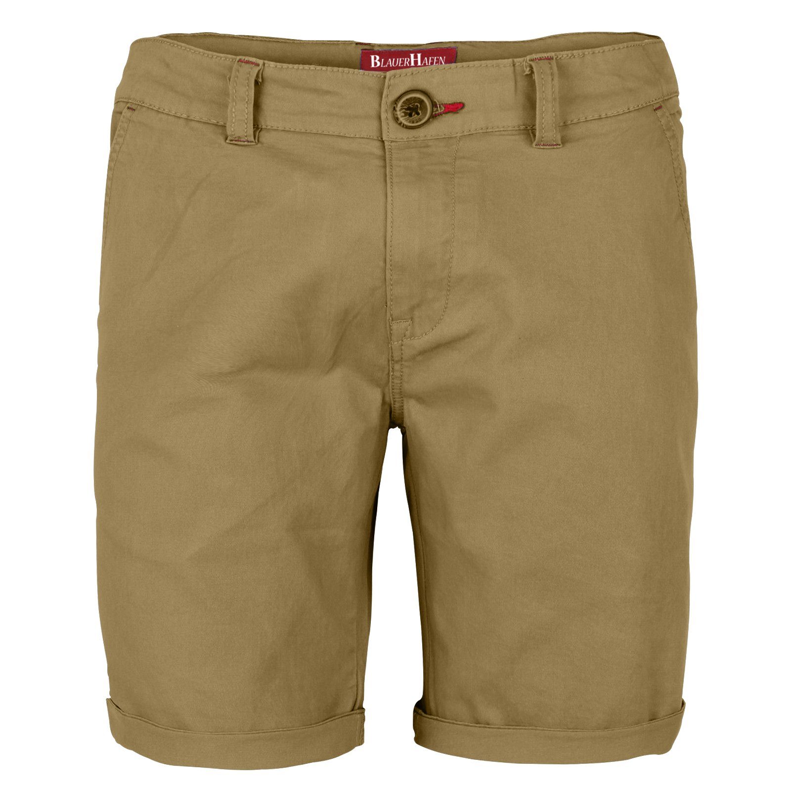 BlauerHafen Chinoshorts Herren Stretch Chino Shorts Slim Fit Bermuda Hose Strecken-Baumwolle Khaki