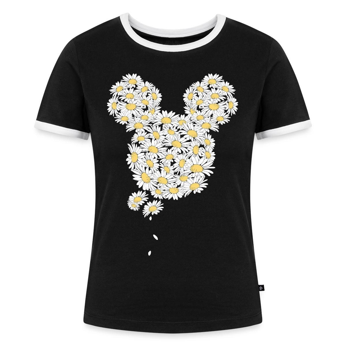 Spreadshirt T-Shirt Mickey & Minnie Mickey Mouse Gänseblümchen Frauen Kontrast T-Shirt (1-tlg)