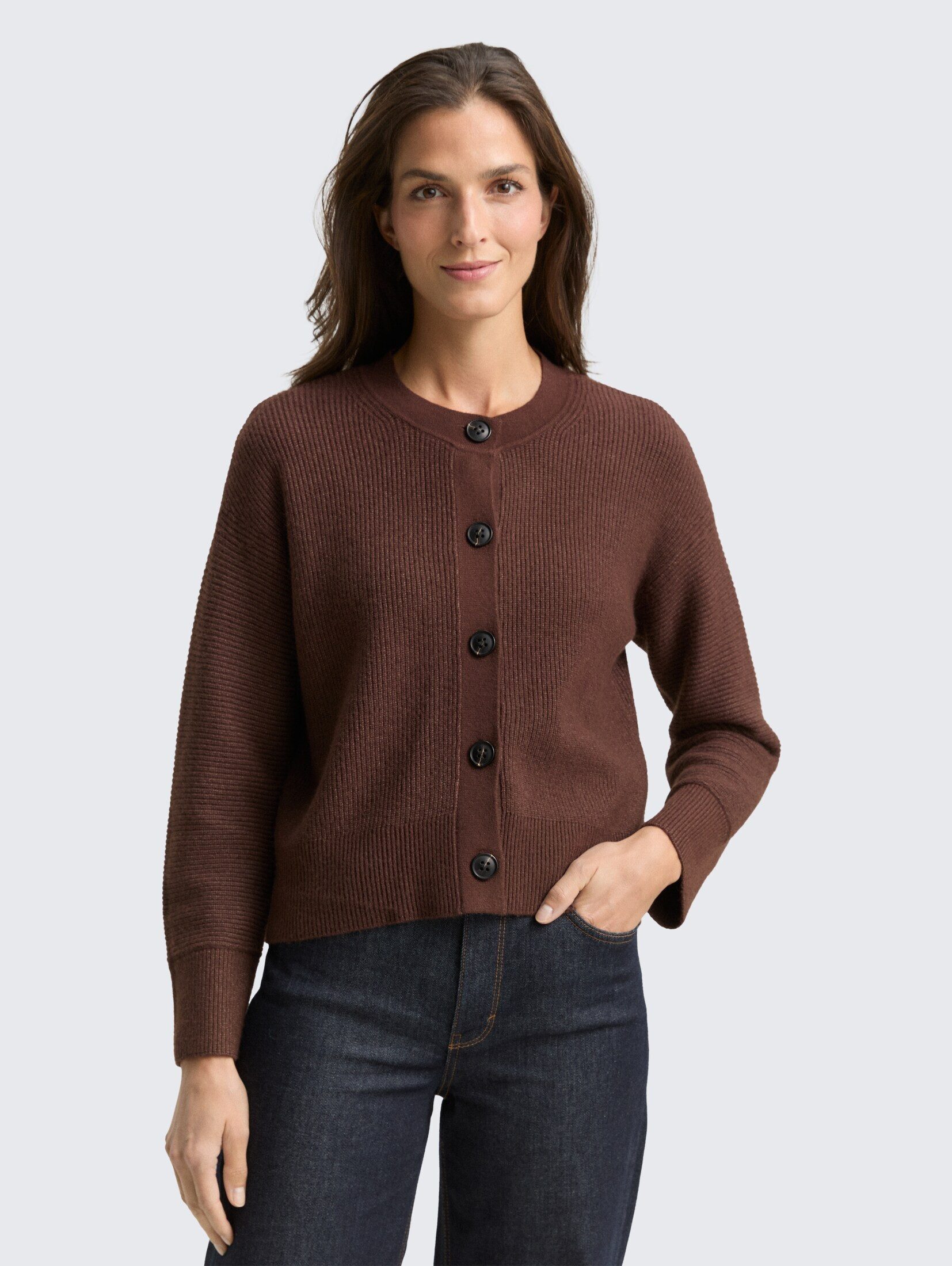 TOM TAILOR Cardigan Pullover & Strickjacken Oversize Cardigan mit Rundhalsa günstig online kaufen