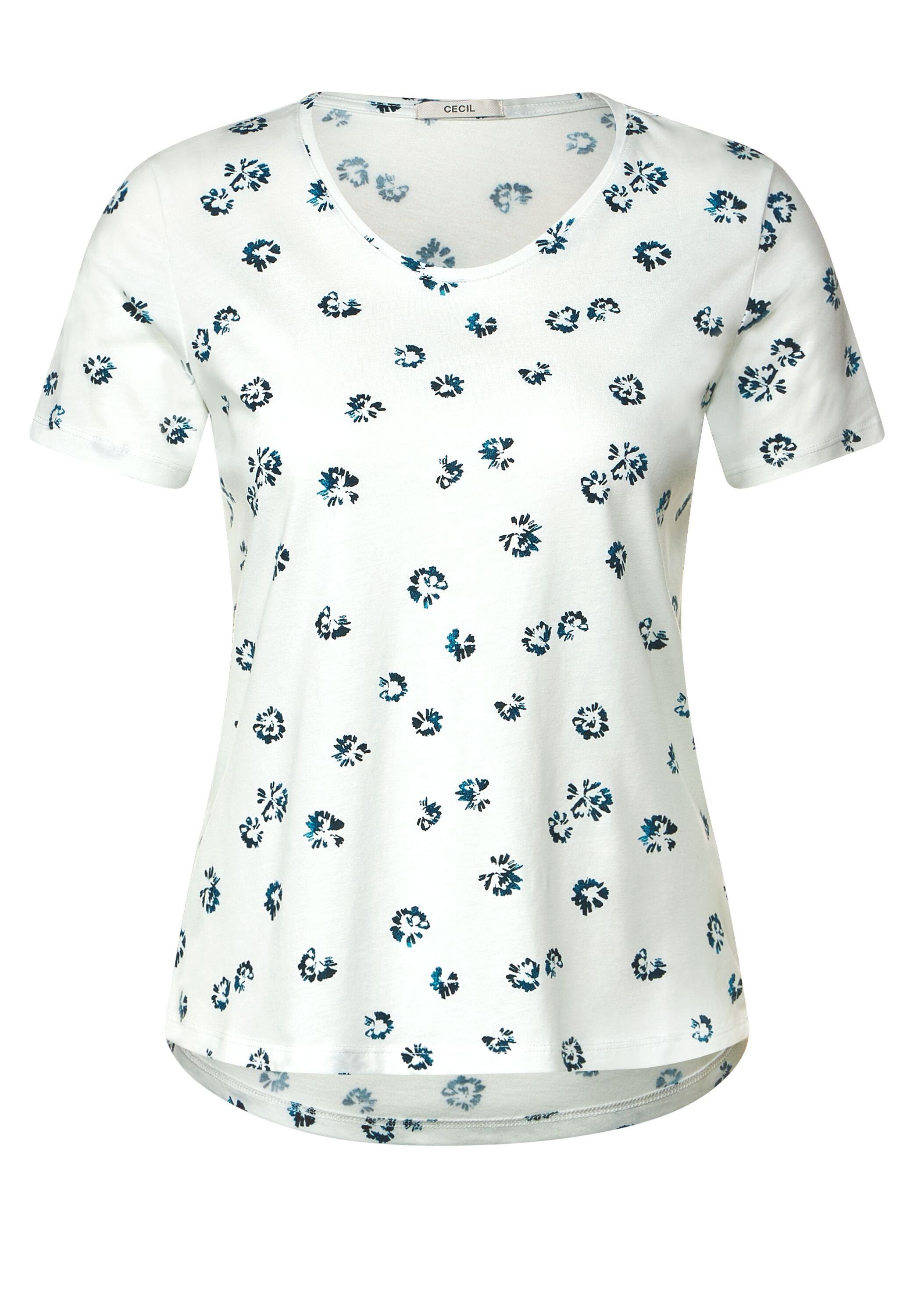 Cecil T-Shirt Materialmix white softem vanilla aus