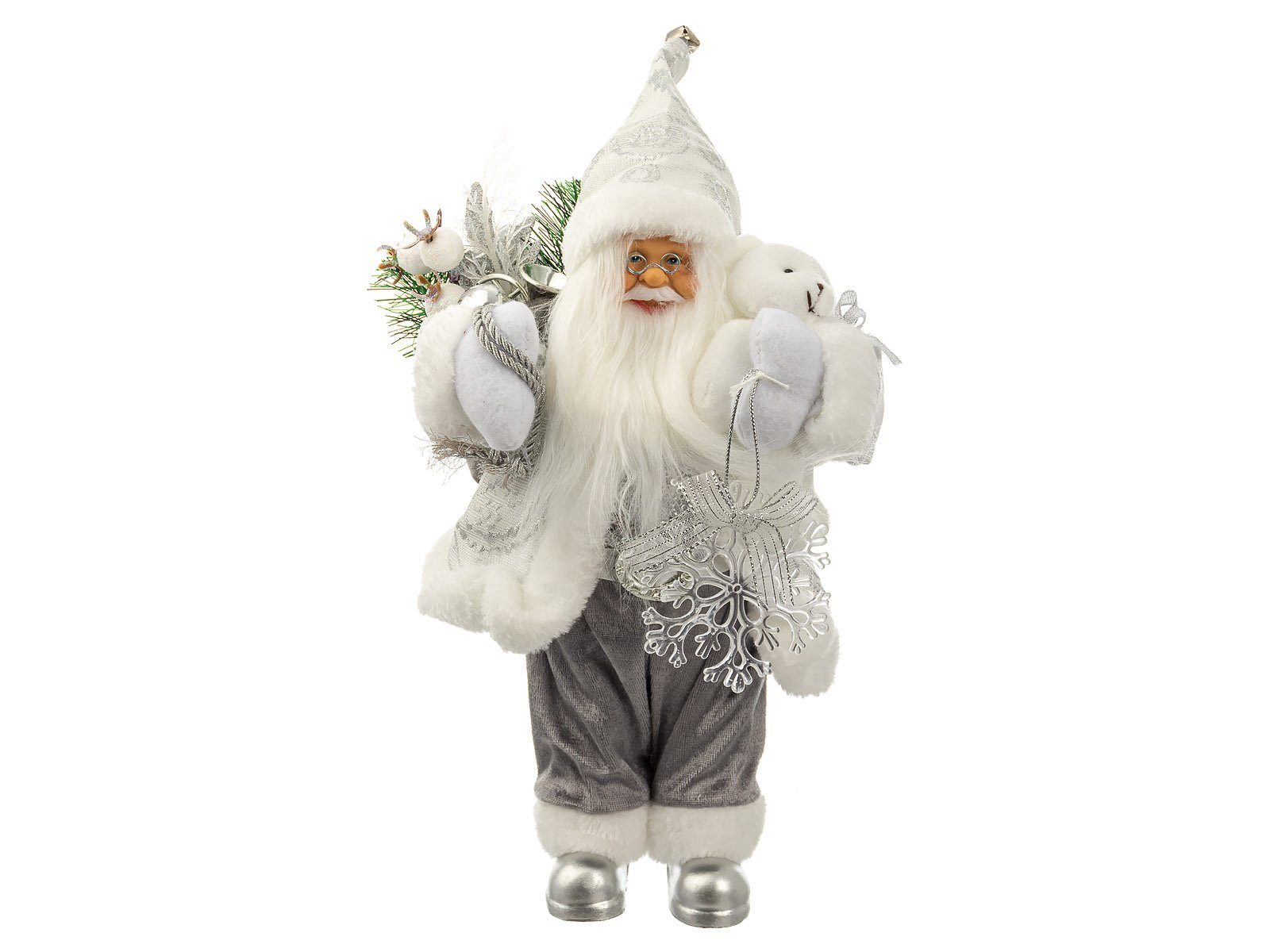 Christmas Paradise Weihnachtsmann Weihnachtsmann Santa Klaus "OLAF" weiss/silber (1 St), weiß / silber 45575-30-weiss/grau