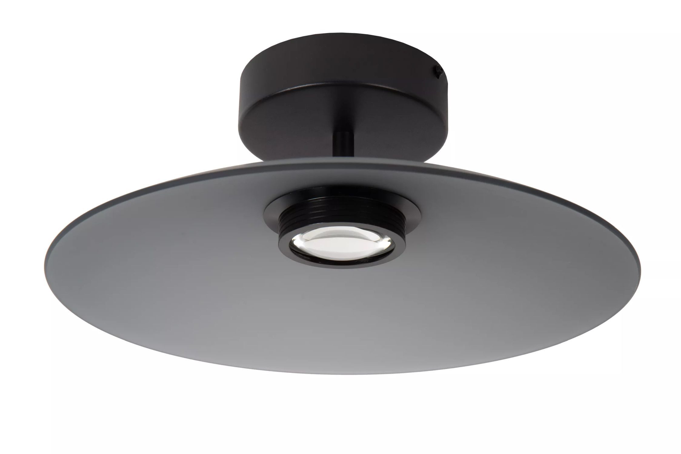 Licht-Erlebnisse Deckenleuchte SOMAR, LED fest integriert, Warmweiß, Metall Rauchglas LED rund D: 40 cm Schwarz Rauchgrau 40-360 lm