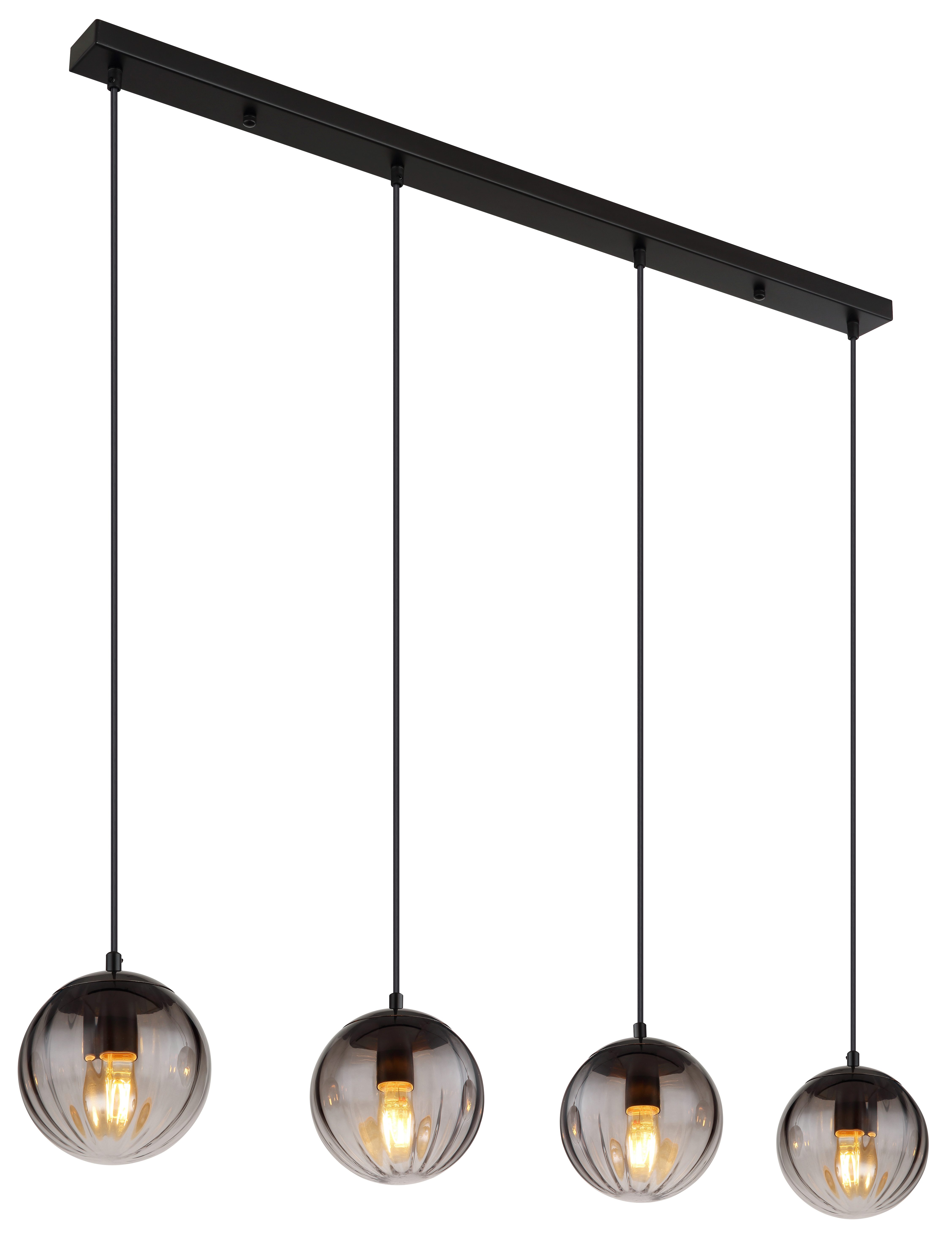 GLOBO LIGHTING Hängeleuchte DALLERTA, ohne Leuchtmittel, Hängelampe/Pendelleuchte/Glas rauchfarben/Höhe kürzbar/Esstisch
