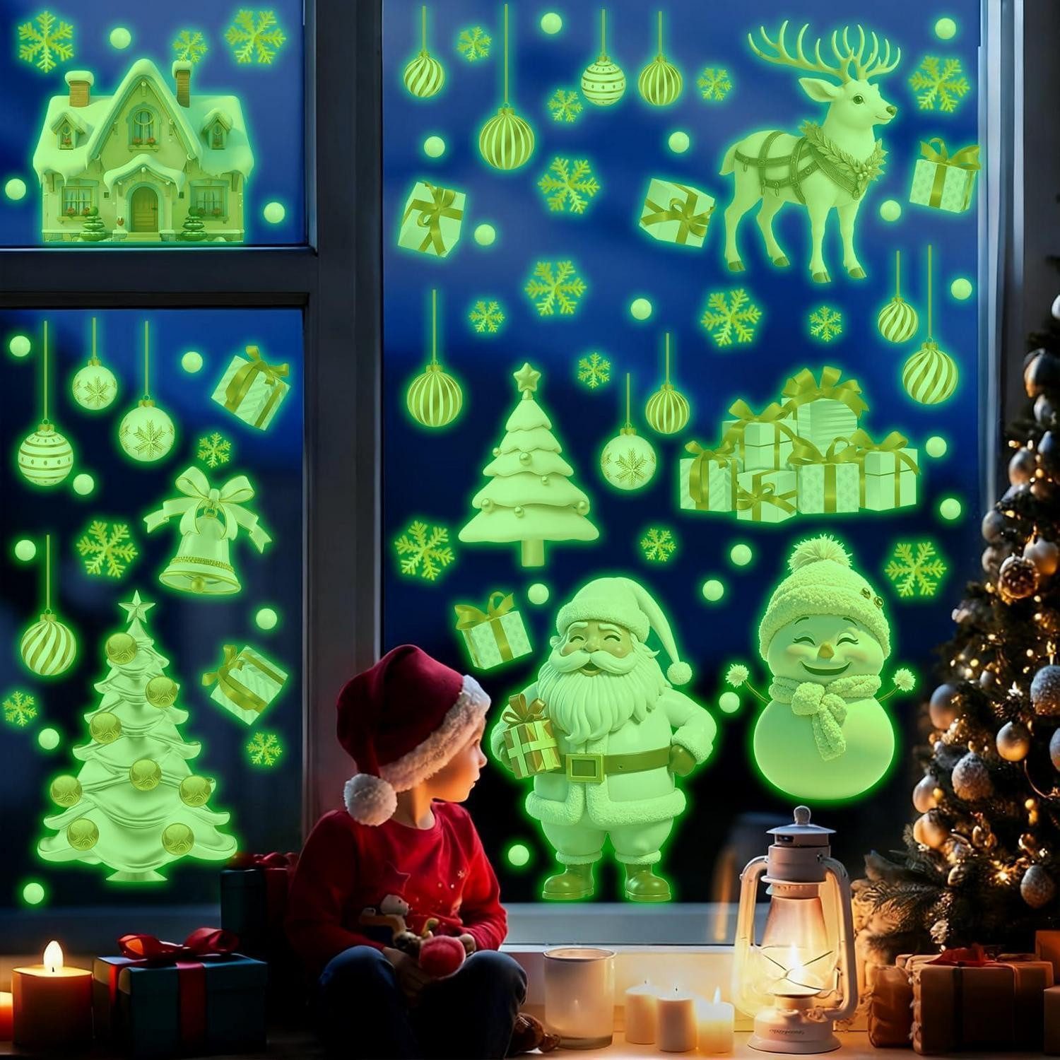 LuxusKollektion Beleuchtetes Fensterbild Fenster Aufkleber Weihnachten Leuchtend