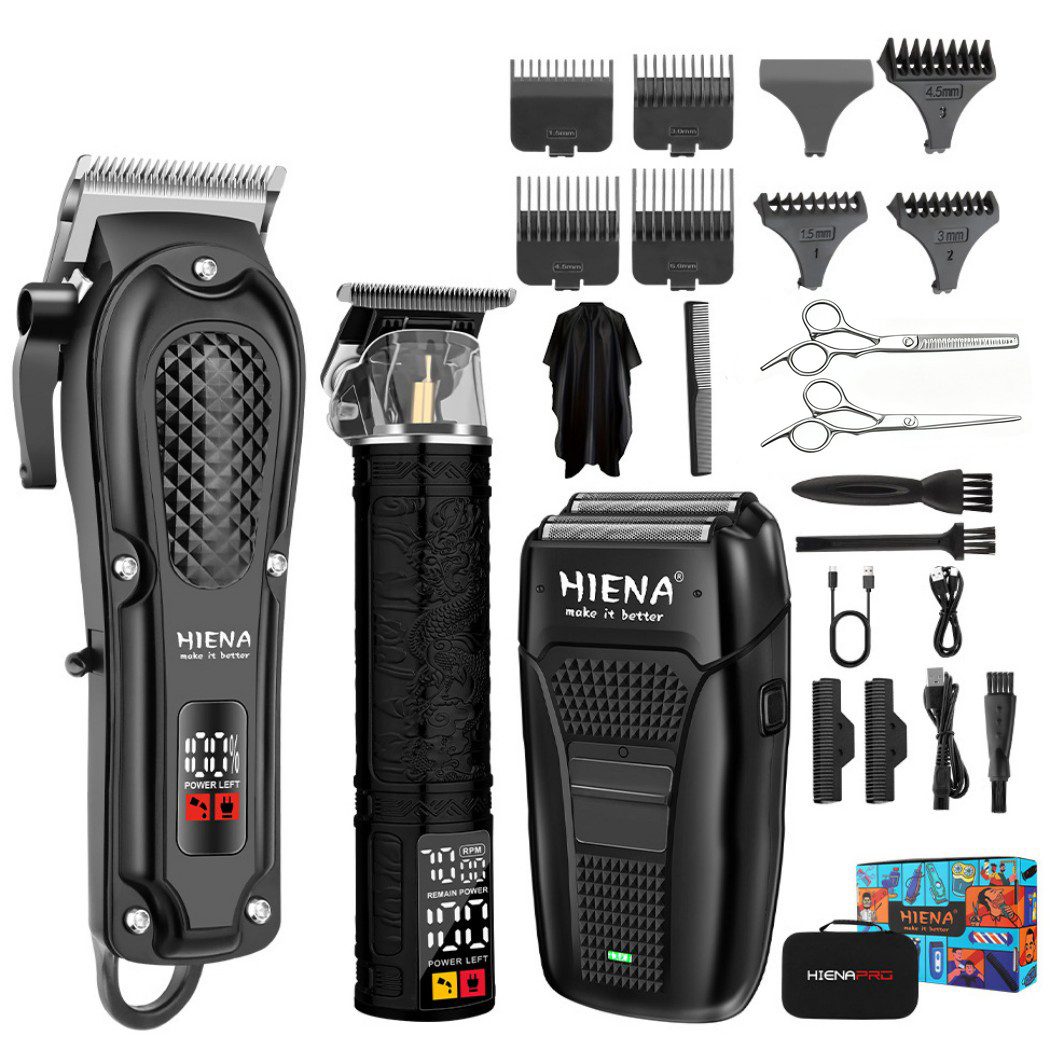 Forrlite Haarschneider Herren Grooming-Set mit Haarschneidemaschine, 3-in-1 Pflegeset mit Barttrimmer, Präzisionstrimmer & Folienrasierer, 300 Min. Laufzeit, Edelstahlklinge, LED-Display