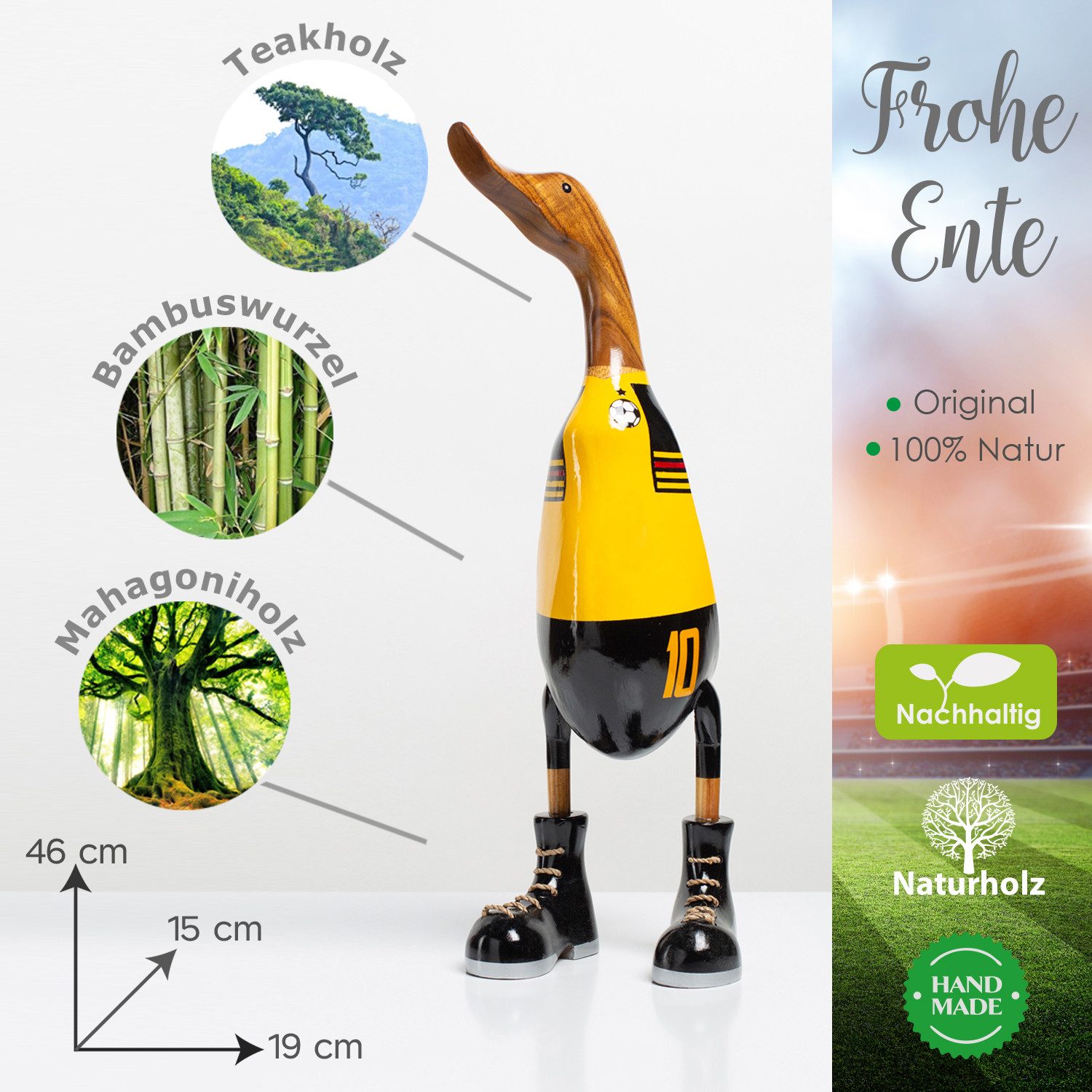Rikmani Dekofigur Holzfigur Ente Stiefel - günstig online kaufen