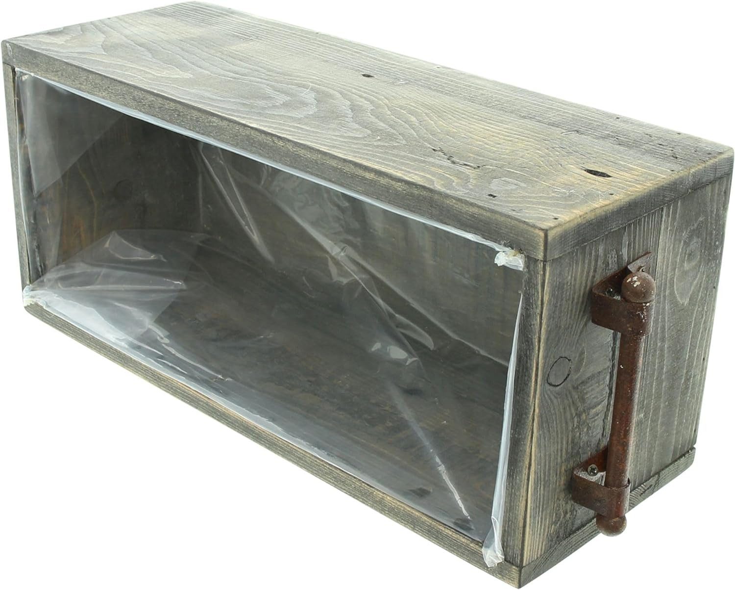 Dekoleidenschaft Blumenkasten "Grey" aus recyceltem Holz, grau gekalkt, Pflanzkasten 40x18x15 cm, im Antik Look, Pflanzbox, Balkonkasten, Blumentopf, Pflanztopf