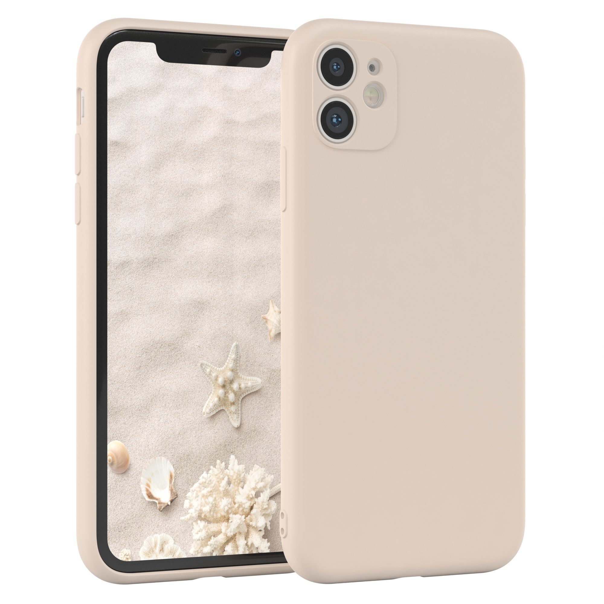 EAZY CASE Handyhülle für Apple iPhone 11 Hülle Silikon 6,1 Zoll, Bumper Case Matt Slimcover Silikonschutzhülle elastisch Taupe / Beige