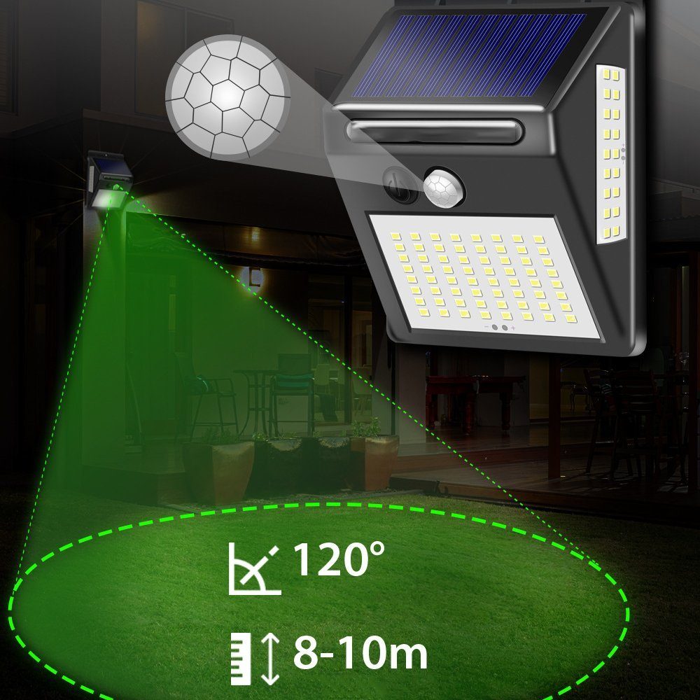 GelldG LED Solarleuchte Solarleuchte mit 4 Außen Stück Bewegungsmelder