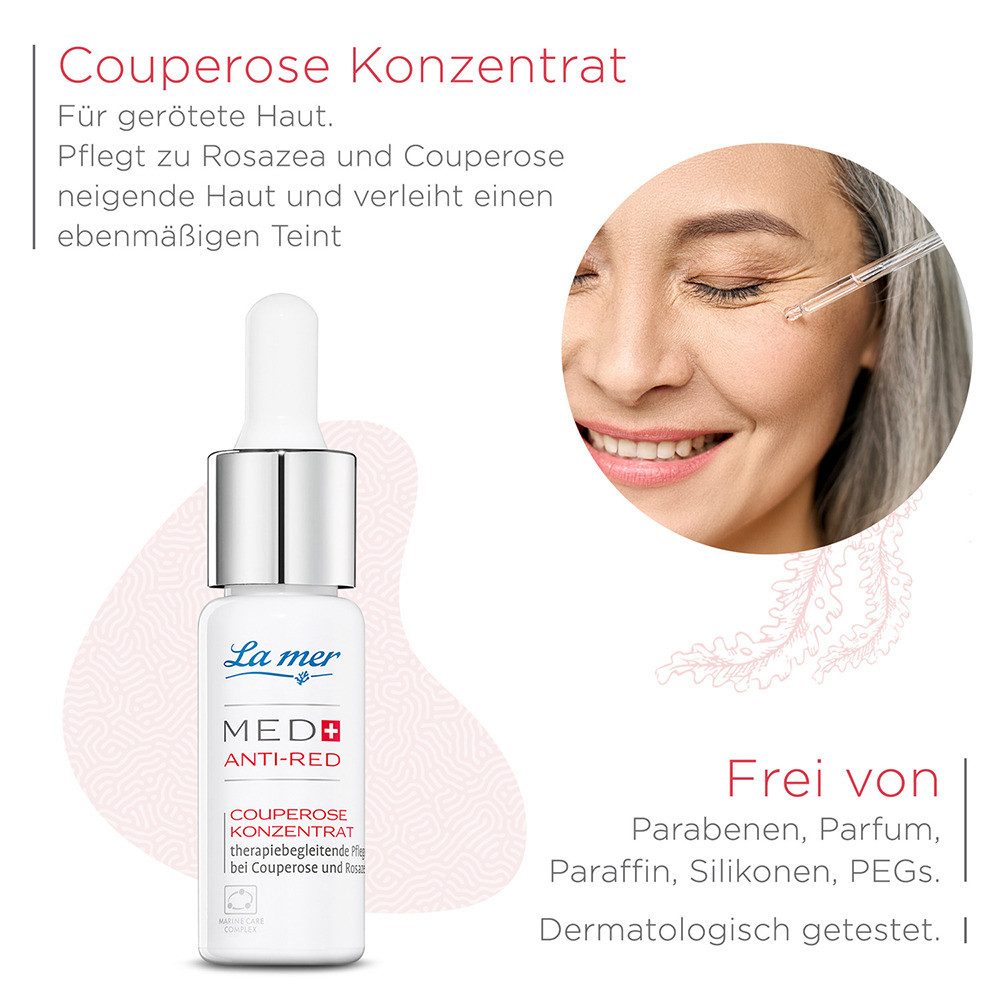 La mer Gesichtspflege Med+ Anti-Red Redness Reduction Cream – Intensivpflege gegen Rötungen, Hochwirksames Konzentrat zur lokalen Anwendung bei Couperose & Rosacea