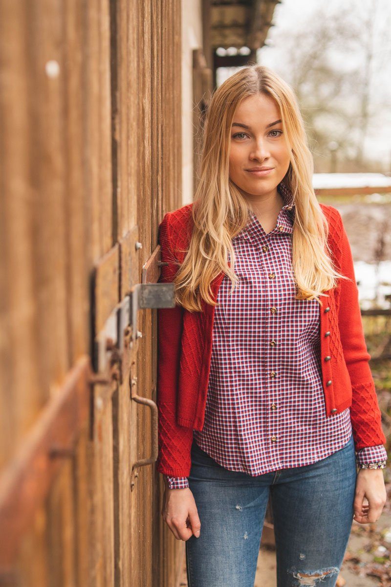 OS Trachten Strickjacke Swoyar Trachtenjacke mit Rautenmuster