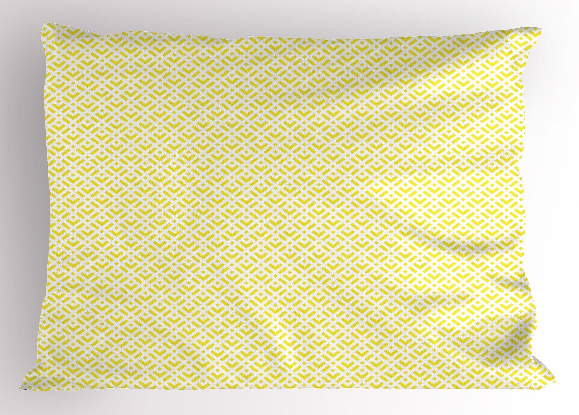 Stück), Queen Kissenbezüge Geometrisch Size Gedruckter Dekorativer Abakuhaus Yellow Motive Squares Kopfkissenbezug, und (1
