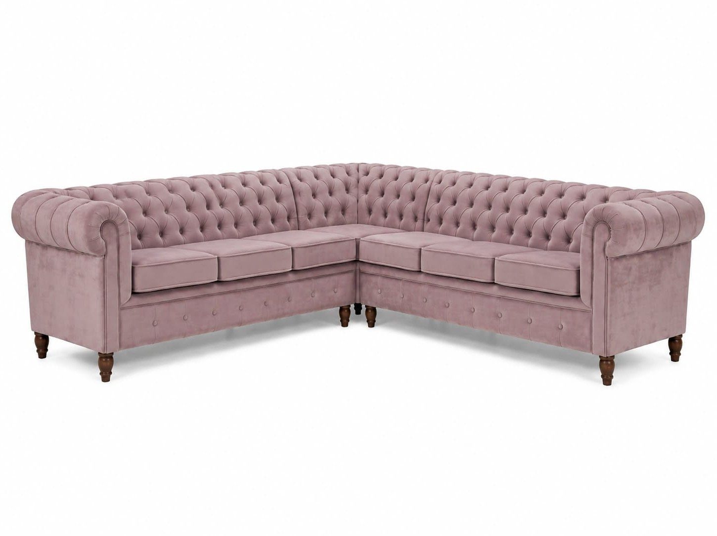 Xlmoebel Chesterfield-Sofa Rosa Chesterfield Ecksofa aus Samt für stilvolles Wohnen, 2 Teile, Made in Europa