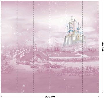 Disney Fototapete Prinzessinnen Schloss, (1 St), Rosa - 300x280cm