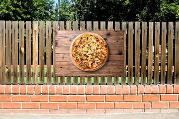 Wallario Sichtschutzzaunmatten Italienische Pizza mit Peperoni, Oliven. Paprika und Käse