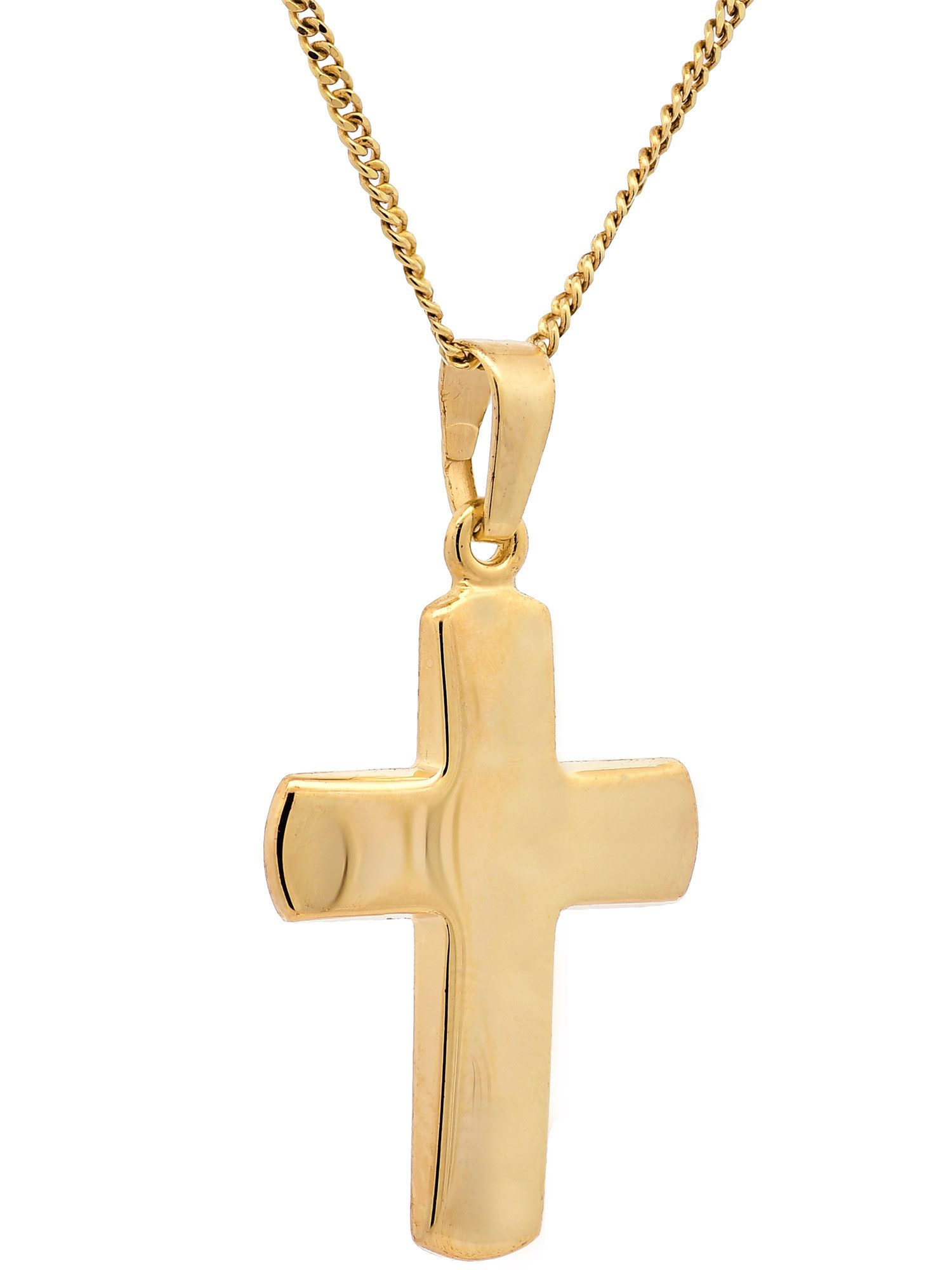 Kreuzanhänger Anhänger Kreuz 333-8 Karat Gold mit vergoldeter Silberkette 36 cm