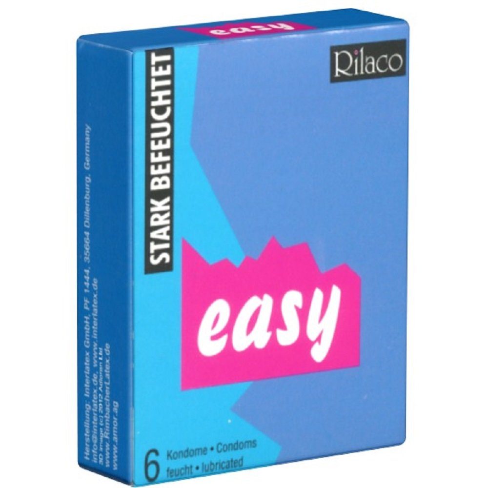 Rilaco Kondome EASY Packung mit, 6 St., extrafeuchte Kondome für optimales Eindringen