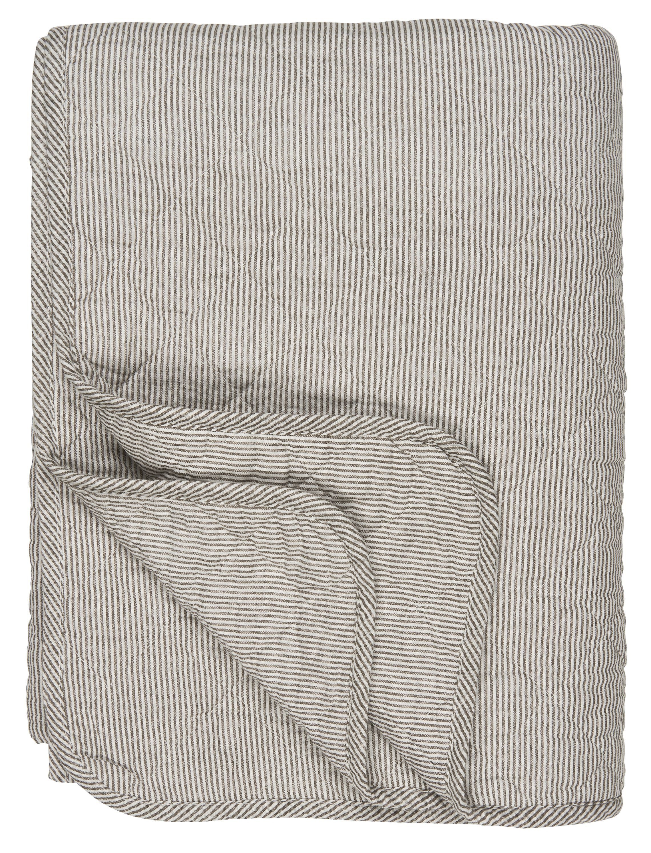 Ib Laursen Tagesdecke Ib Laursen - Decke Quilt Tagesdecke Gestreift Grau Weiß 180x130cm