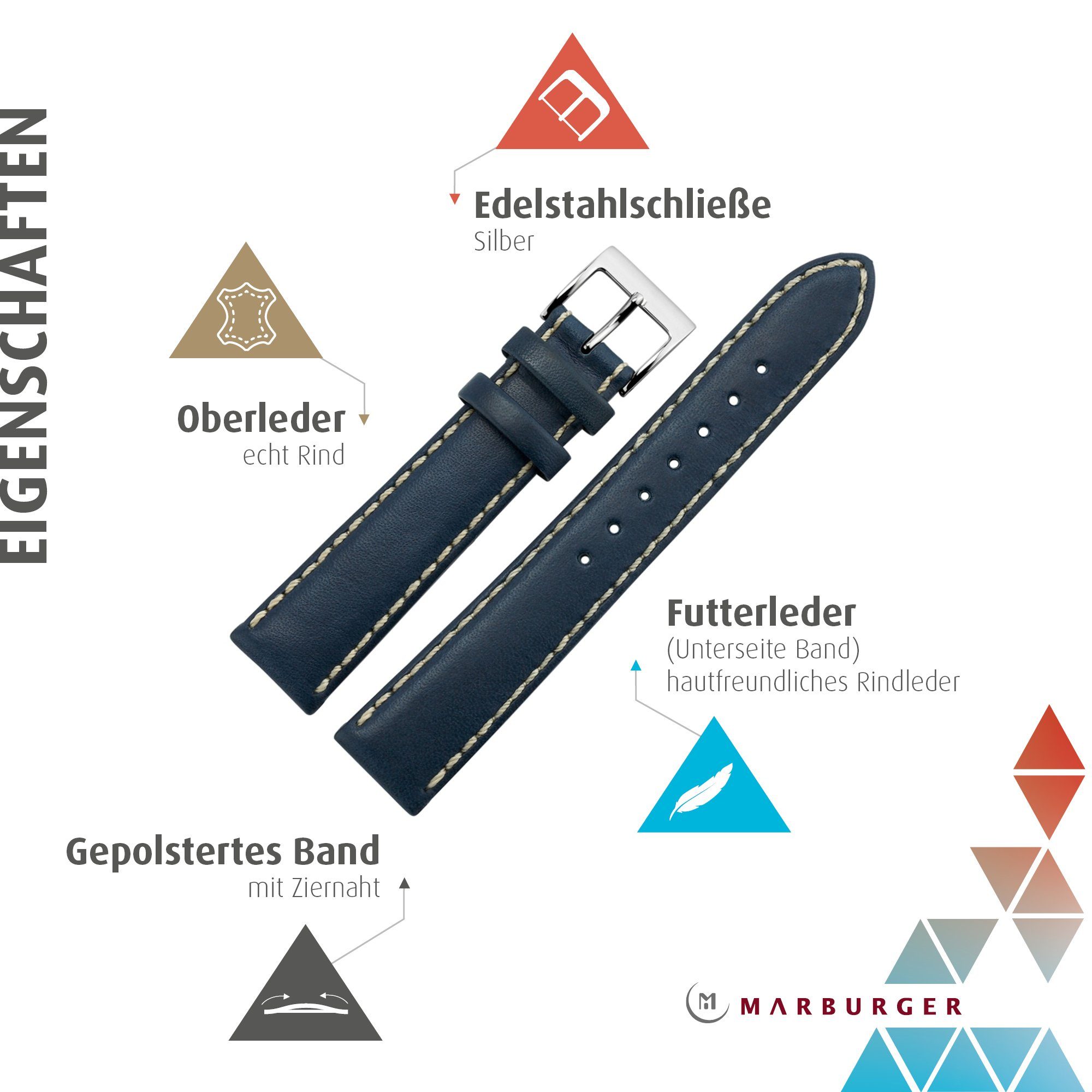 MARBURGER Uhrenarmband 20mm Leder günstig online kaufen