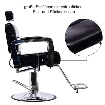 Barberpub Stuhl Barberpub hydraulischer Friseurstuhl Friseursessel 3127BK, 360 ° drehbar mit Sperre, Schwarz, PVC-Kunstleder