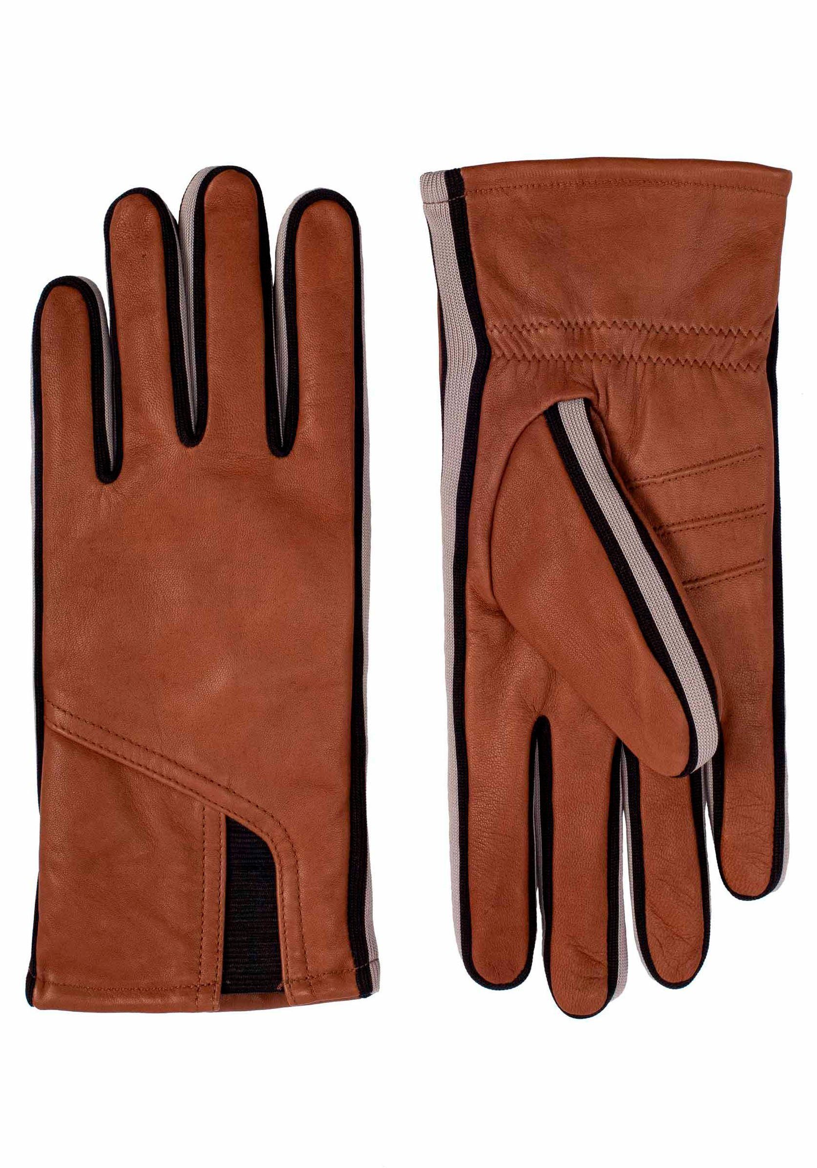 KESSLER Lederhandschuhe Jack Touch medium sportliches Design Sneaker- brown mit Touchfunktion Look im