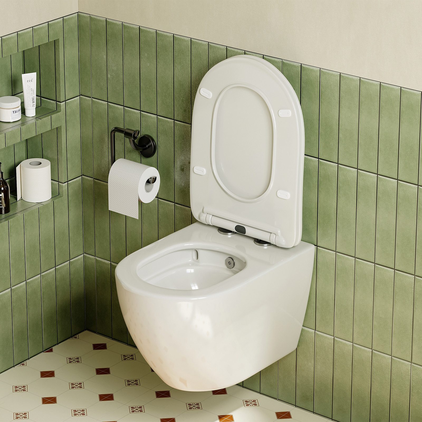 Dusch-WC Taharet -WC mit Softclose Toilettensitz, spülrandlose Toilette