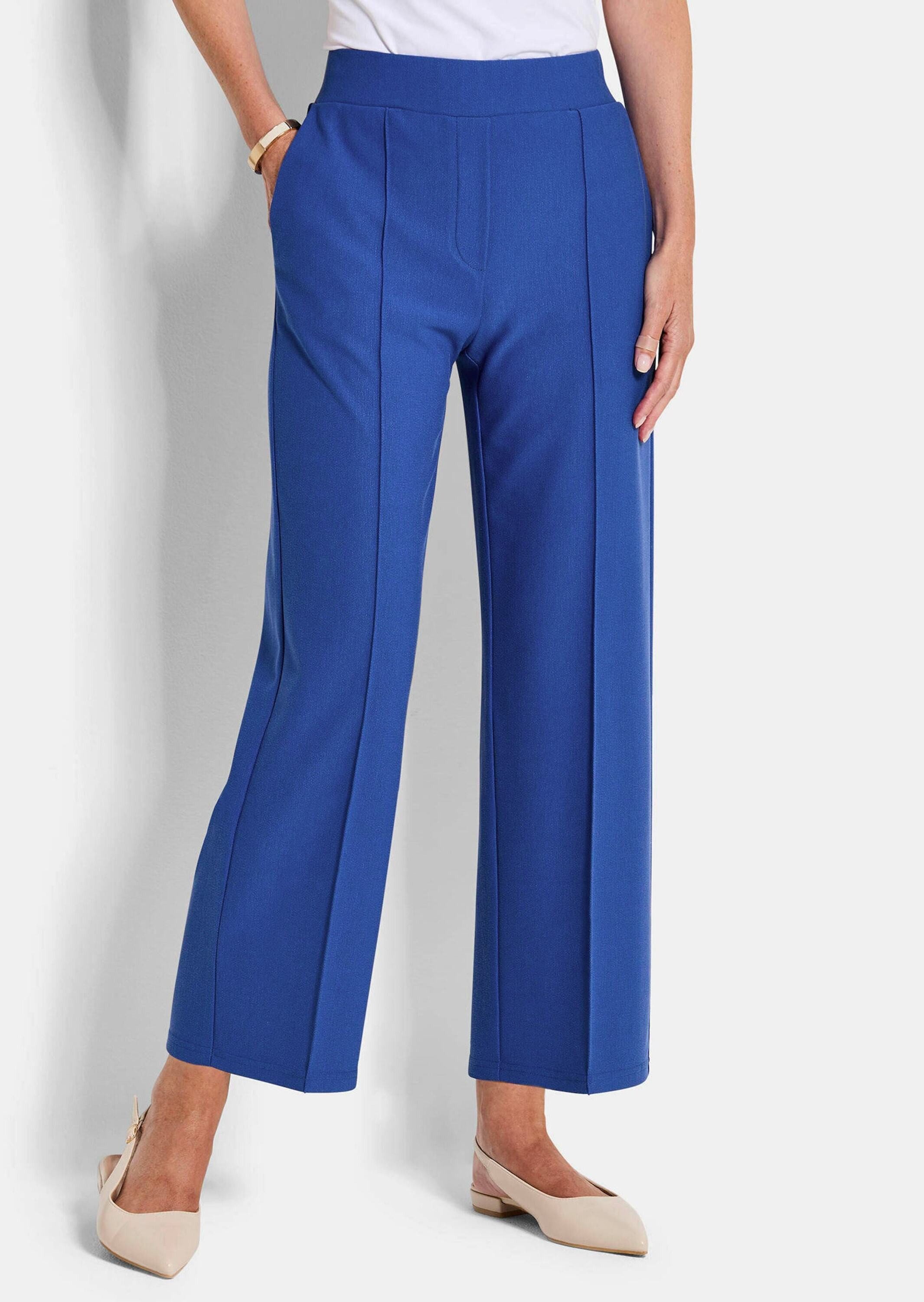 GOLDNER Stoffhose Kurzgröße: Elegante Stoffhose mit Biesen Schlupfhose mit Rundum-Dehnbund, Eingriffstaschen und Knöchellänge