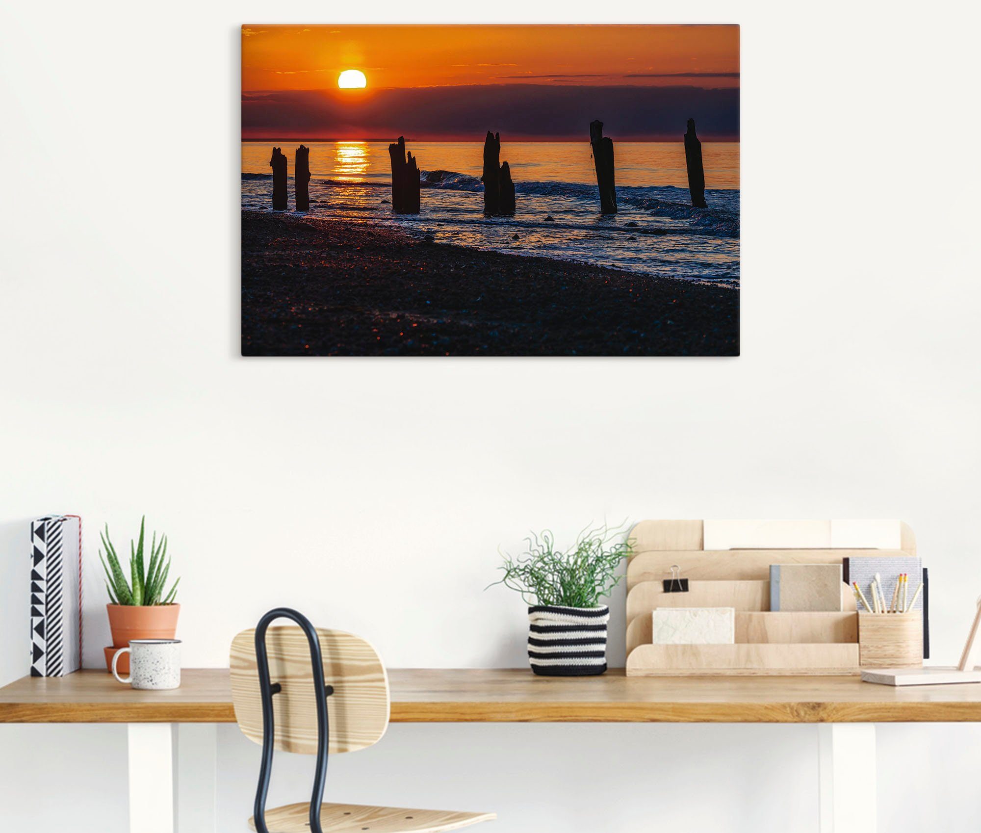 Artland Wandbild »Buhnen an der Ostsee bei Kühlungsborn II«, Bilder vom Sonnenuntergang & -aufgang (1 Stück), in vielen Größen & Produktarten - Alubild / Outdoorbild für den Außenbereich, Leinwandbild, Poster, Wandaufkleber / Wandtattoo auch für Badezimmer geeignet-HomeTrends