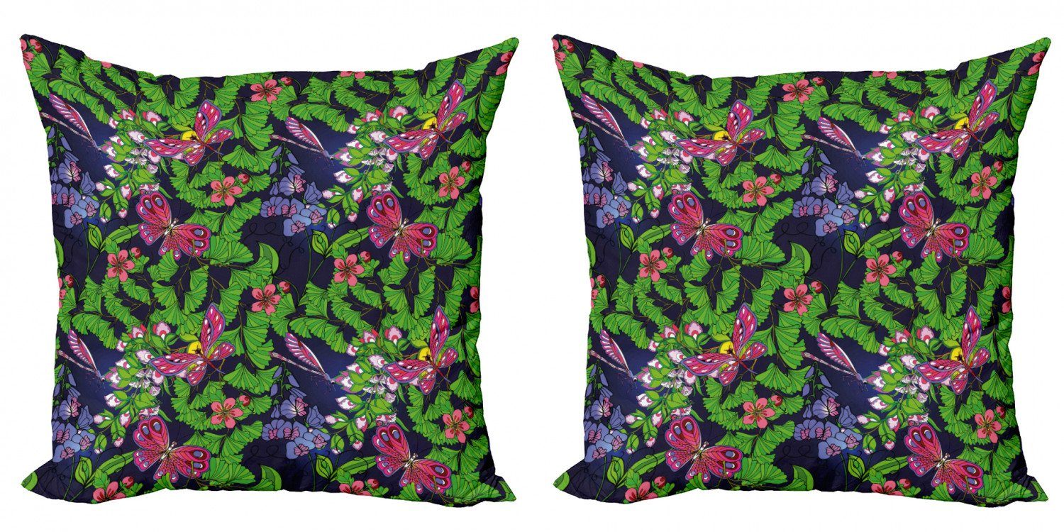 Doppelseitiger Modern (2 Kissenbezüge Vivid Tropical Abakuhaus Petal Accent Digitaldruck, Blume Stück),