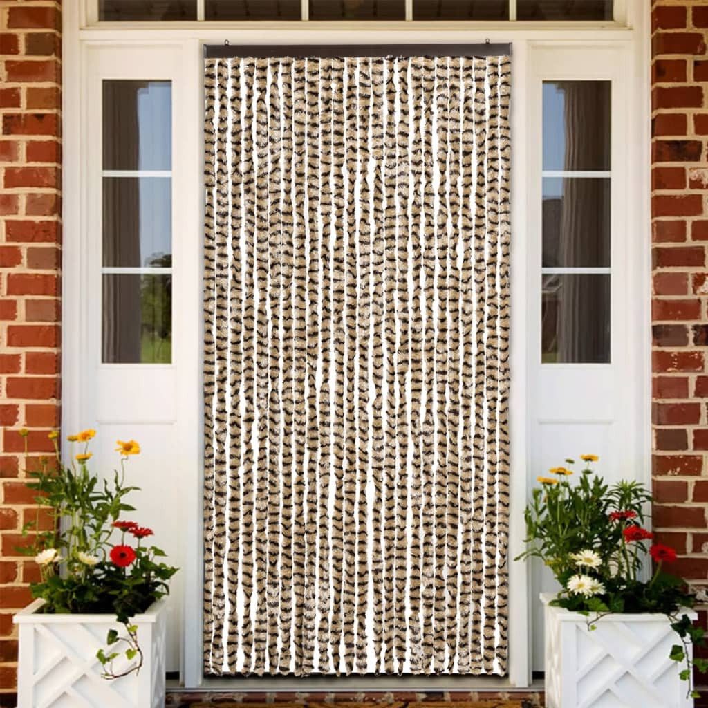 Thumbnail - vidaXL Insektenschutz-Vorhang, Fliegenvorhang Beige und Braun 100x220 cm Chenille