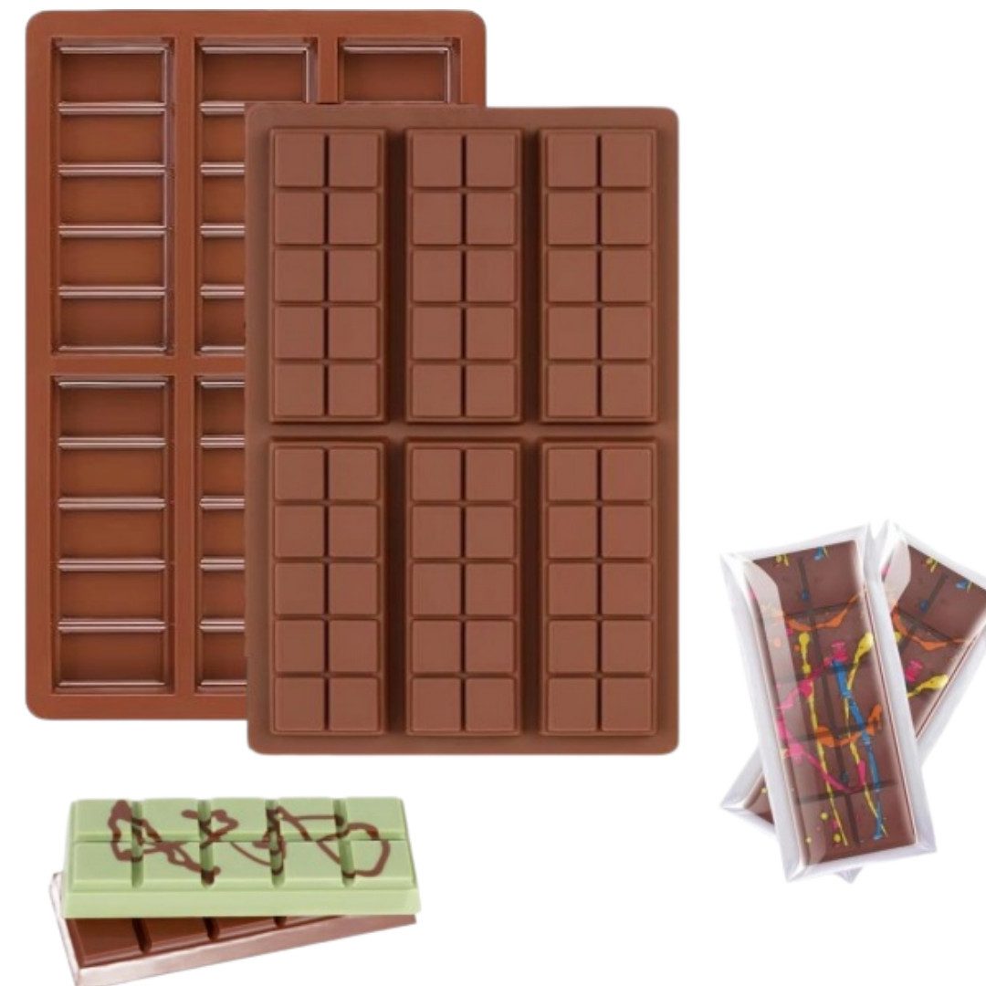 VEKROBOT Schokoladenform 2 Schokoladenformen 6-fach Silikon-Backform Perfekt für DIY Küche, (Set 1-tlg), Für Schokolade, Fruchtgummis, Bonbons, Eiswürfel und Mini-Desserts