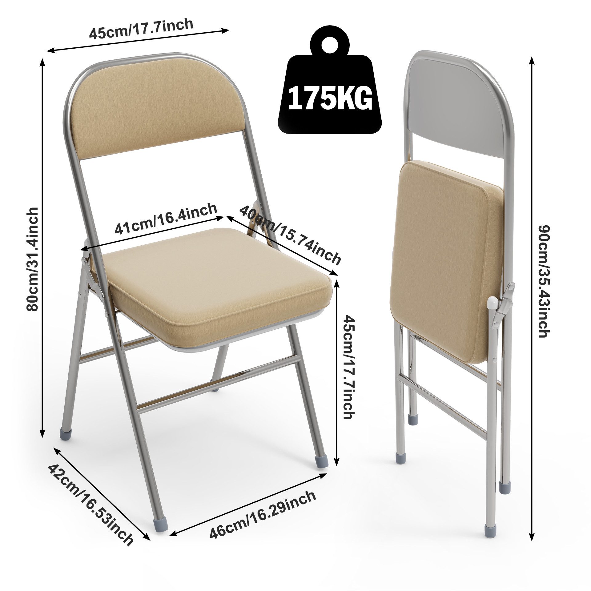 JEOBEST Klappstuhl Kunstleder Stuhl, (Set, 2/4 St)Klappbar, gepolstert, Metallgestell, bis 120 kg belastbar