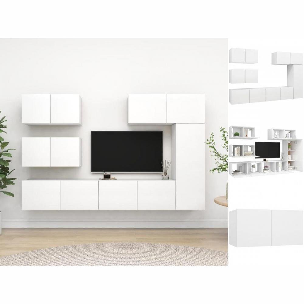 vidaXL Kleiderschrank 6-tlg TV-Schrank-Set Weiß Spanplatte | Kleiderschränke