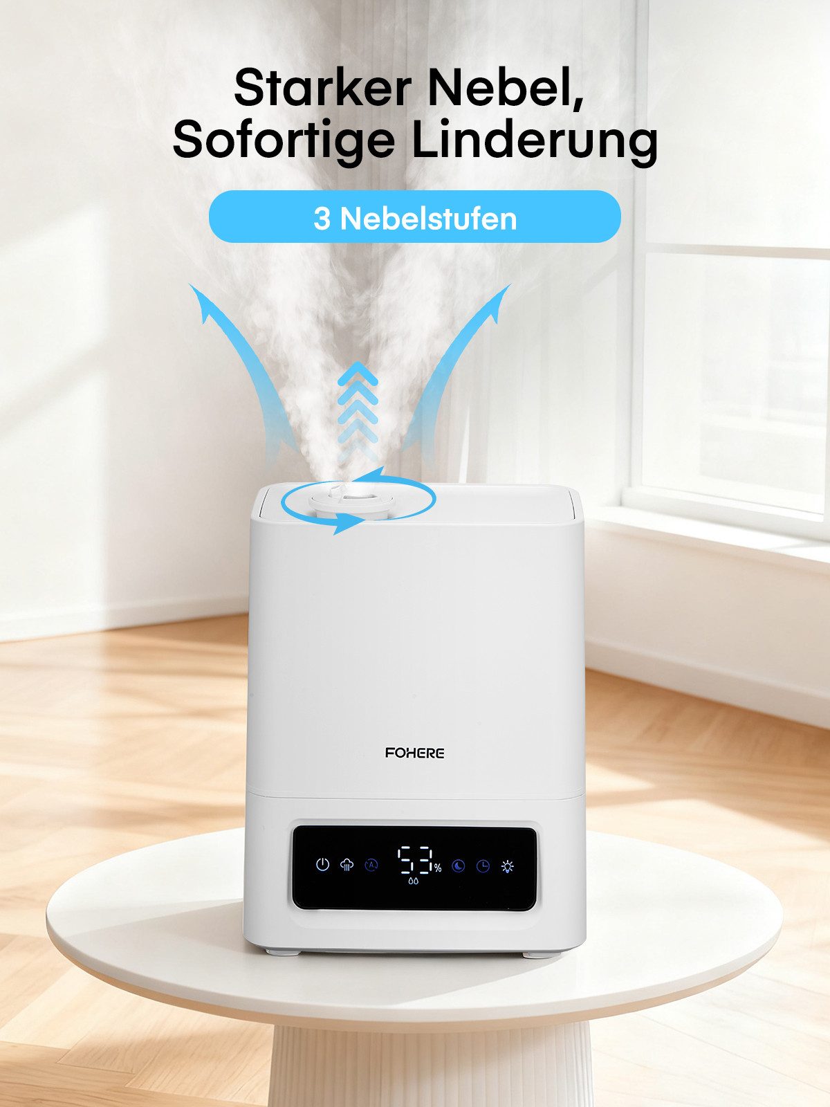 FOHERE Luftbefeuchter 60H Kaltnebel leiser Humidifier für Kinderzimmer, Pflanzen, 6 l Wassertank, 28dB Ultra Leise, Präziser Feuchtigkeitssensor, 16H Timer – Bild 4 von 5