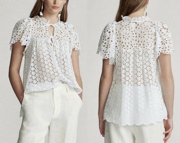 Ralph Lauren T-Shirt POLO RALPH LAUREN Tied Broderie Anglaise Shirt Hemd T-Shirt Top White