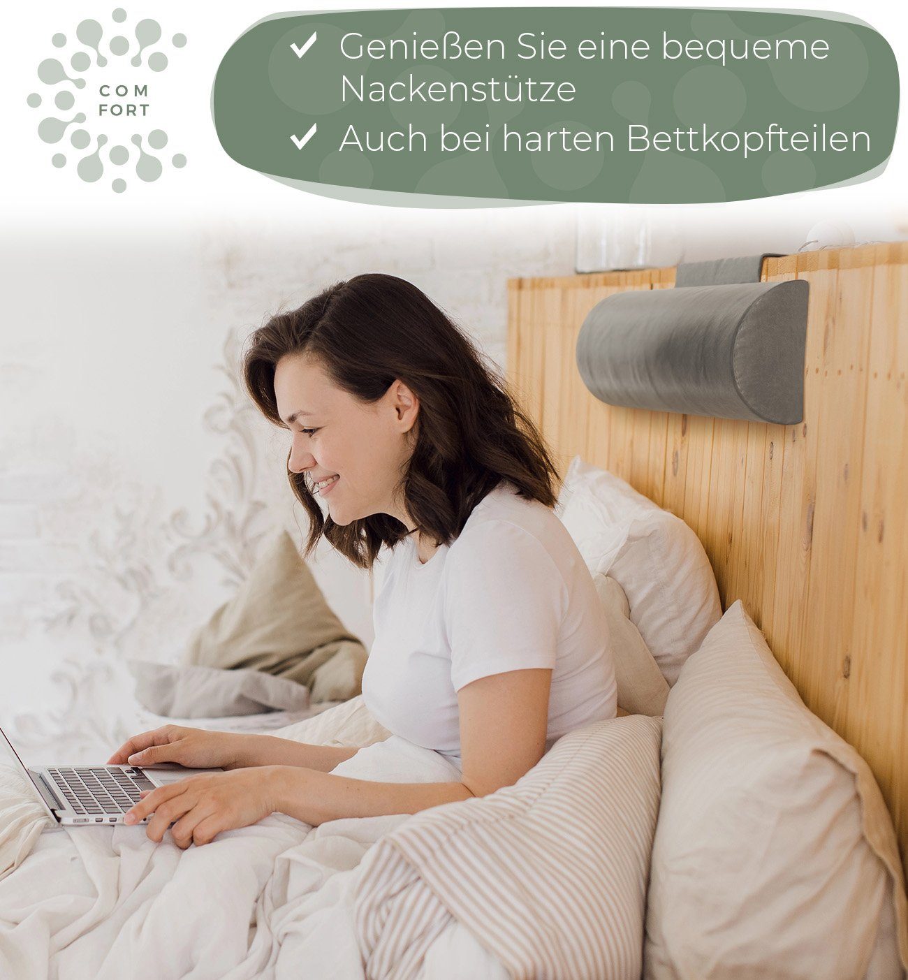 Well B4 Nackenrolle für Sessel mit Gegengewicht, Nackenkissen Sofa Couch hängend, Nackenstütze für Kopfteil Bett, Kopfkissen für Liegestuhl, 100% Memory Schaum – Bild 5 von 5