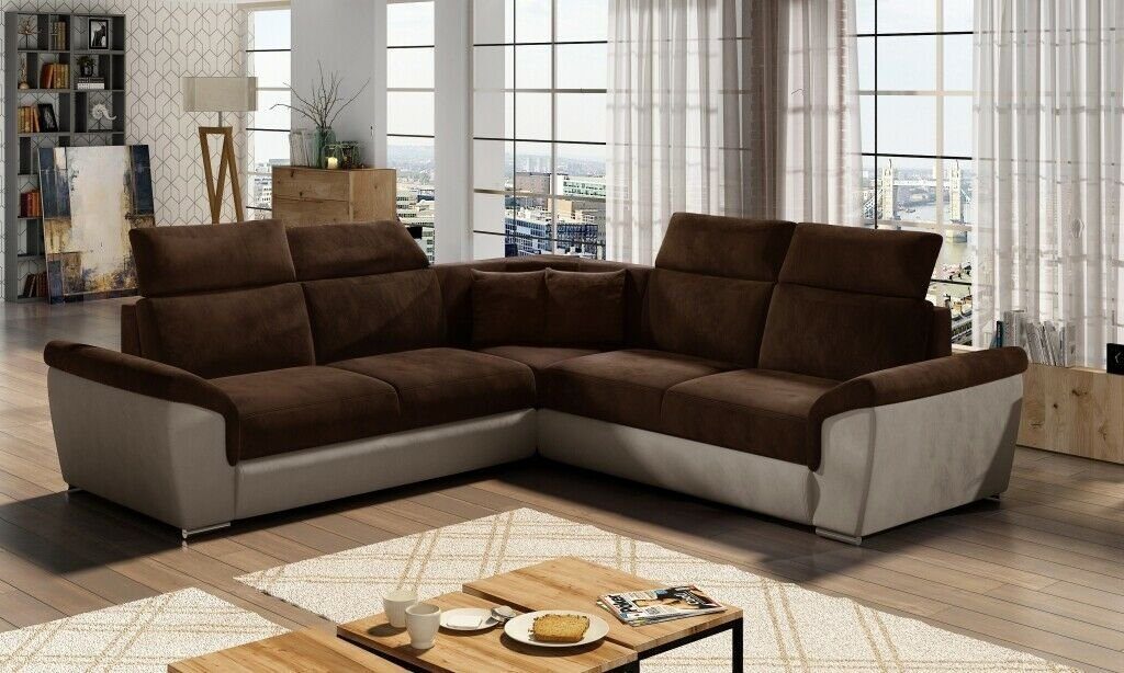JVmoebel Ecksofa Ecksofa L-Form Couch Europe Sofa Wohnlandschaft in Made Polster, Braun Designer