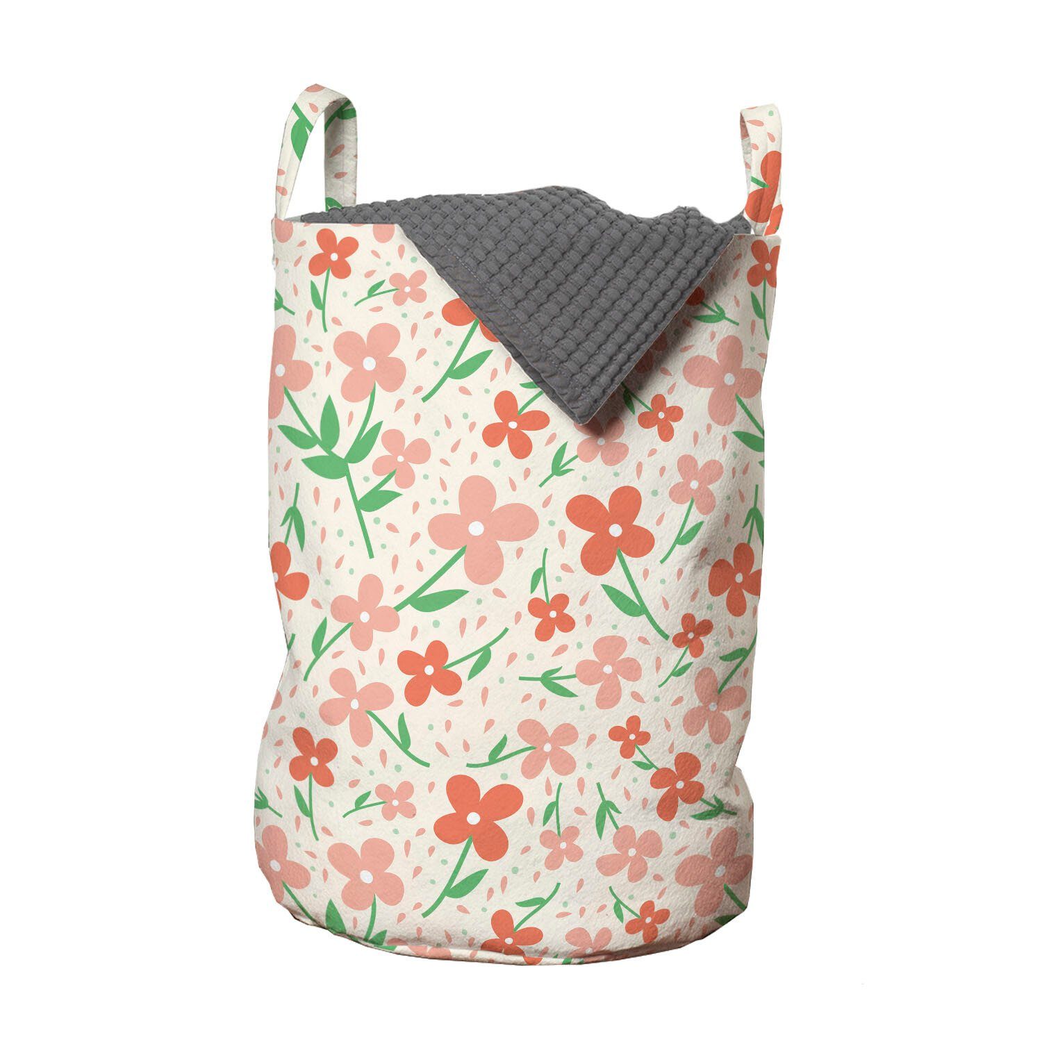 Abakuhaus Wäschesäckchen Wäschekorb mit Griffen Kordelzugverschluss für Waschsalons, Blumen Pastel Spring Meadow Knospen | Wäschesäcke