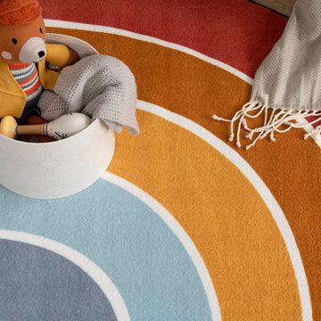 Kinderteppich Niloya 366, Paco Home, halbrund, Höhe: 12 mm, Spielteppich, Kurzflor, Motiv Regenbogen, waschbar