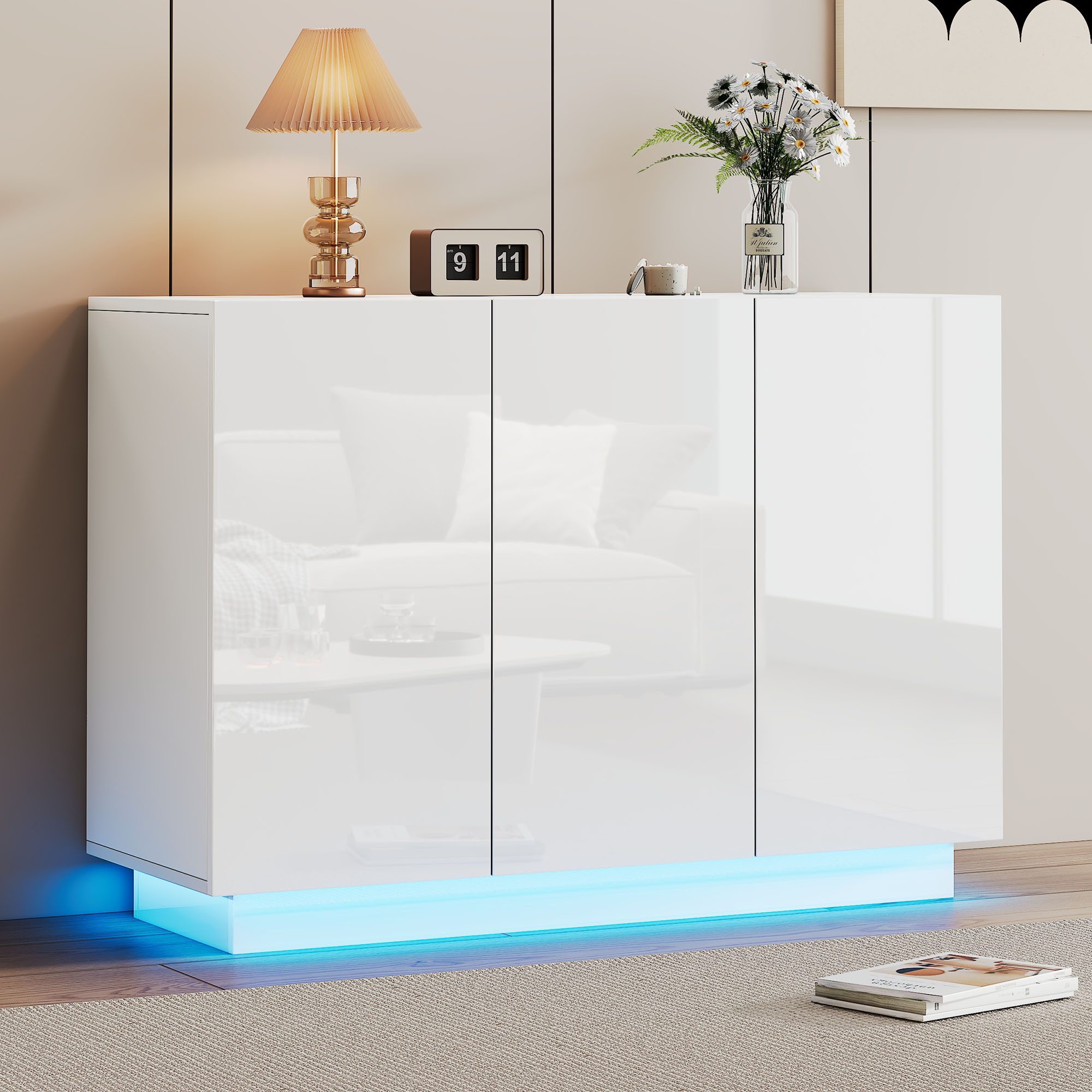 STILVORA Sideboard mit Sockel LED-Licht,Beistelltisch Kommode mit Verstellb günstig online kaufen