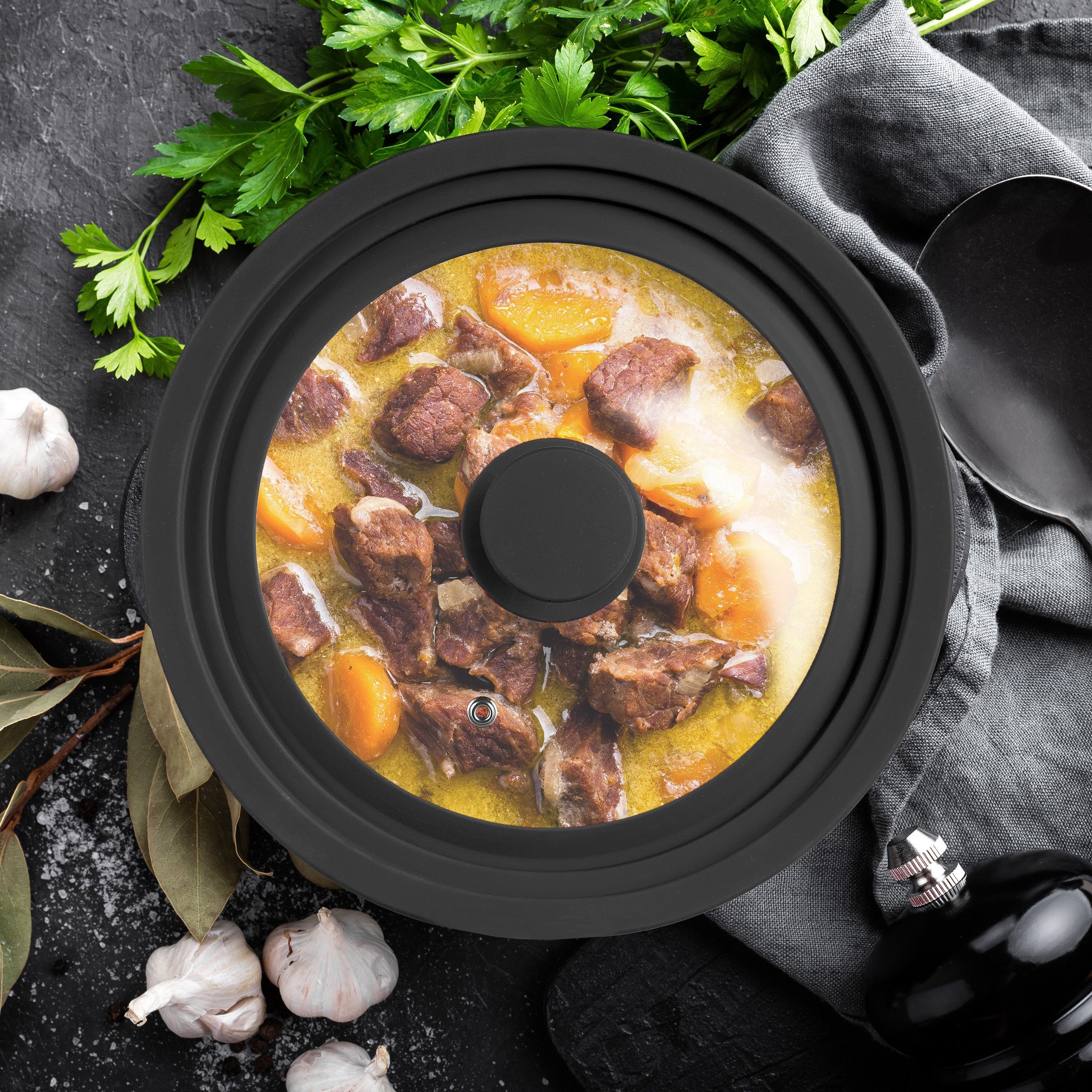 relaxdays Topfdeckel 2x Universal Topfdeckel 22-26 cm grau