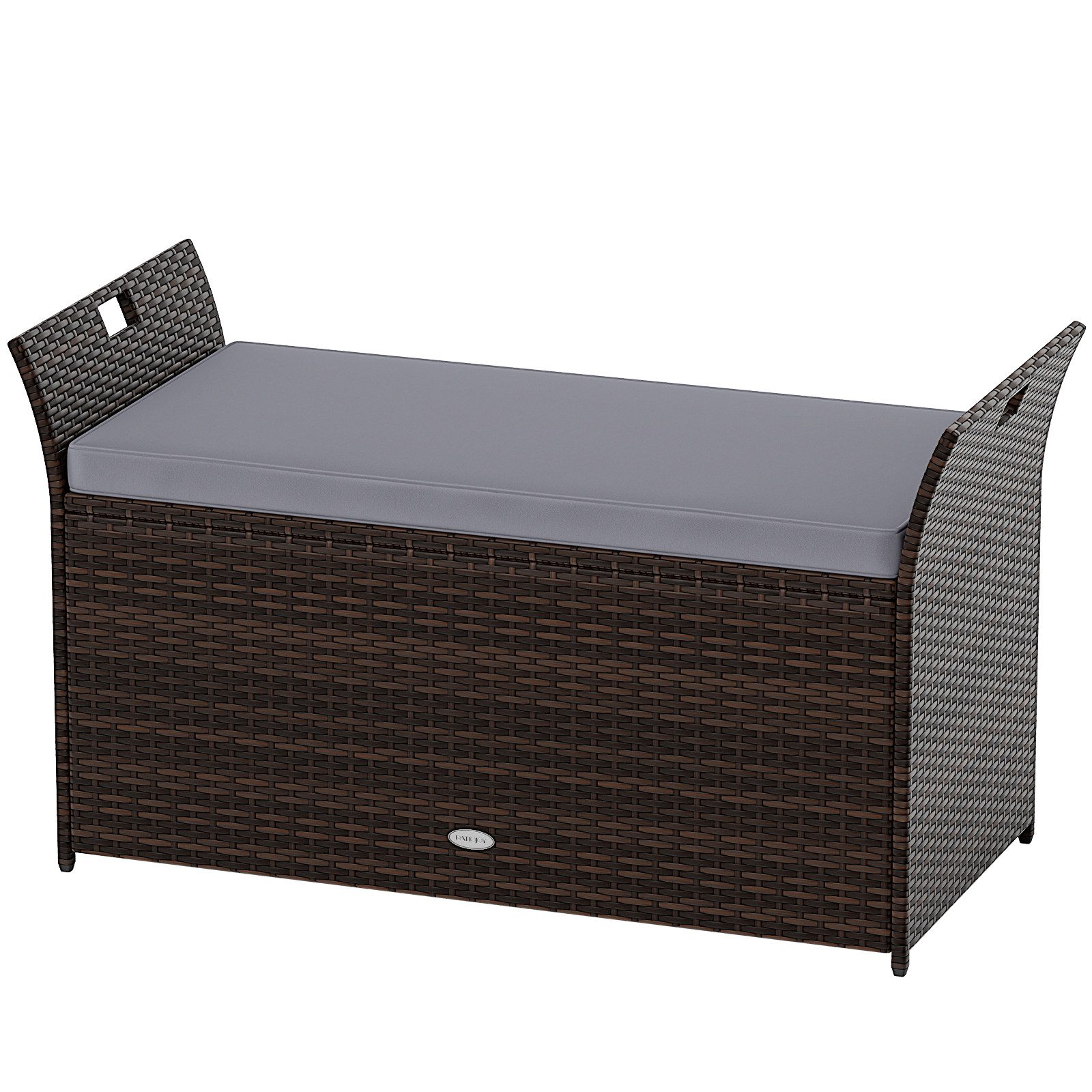 COSTWAY Gartenbank, Gartenbox, 2-Sitzer, Polyrattan, mit Kissen