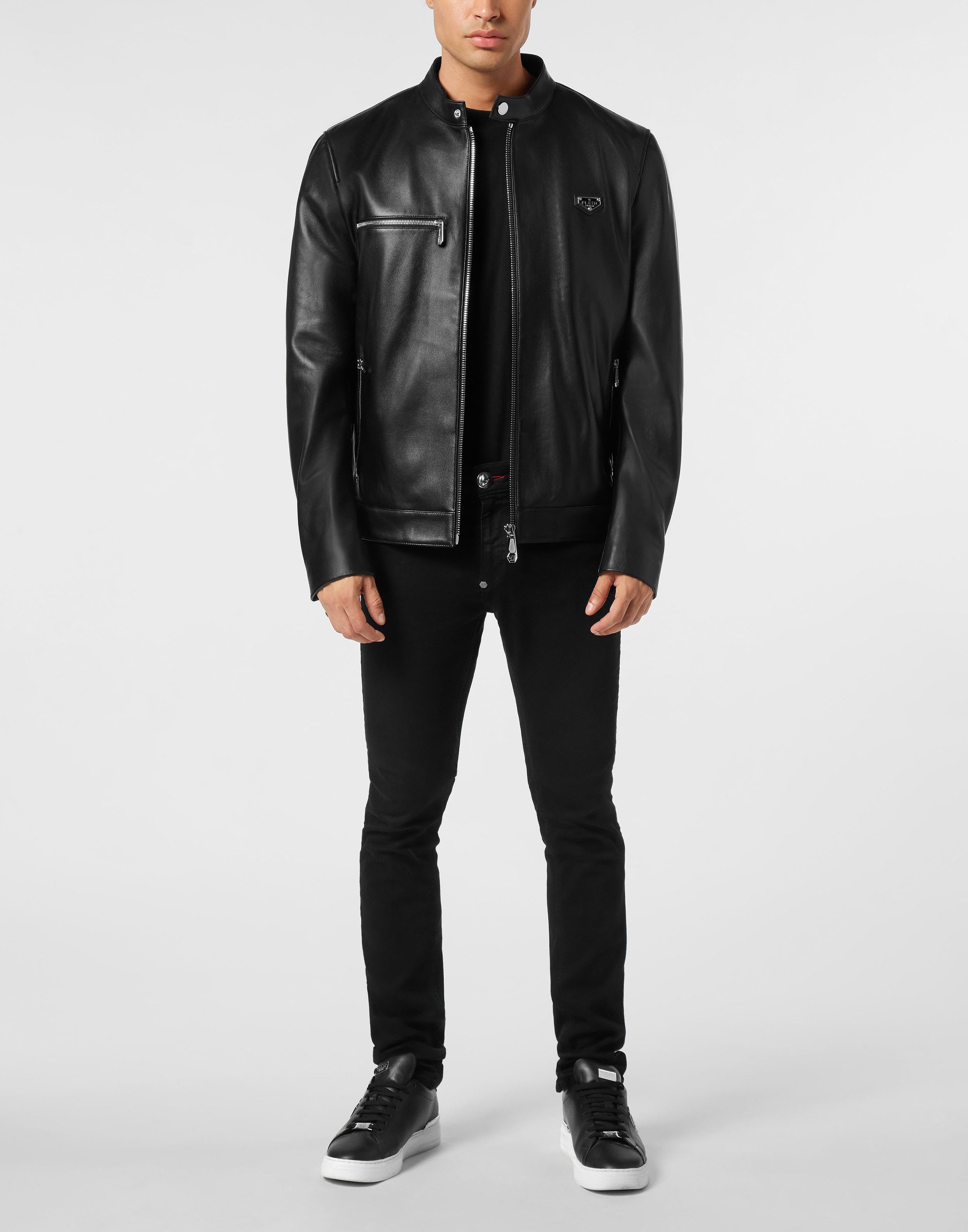 PHILIPP PLEIN Bikerjacke Leder Biker