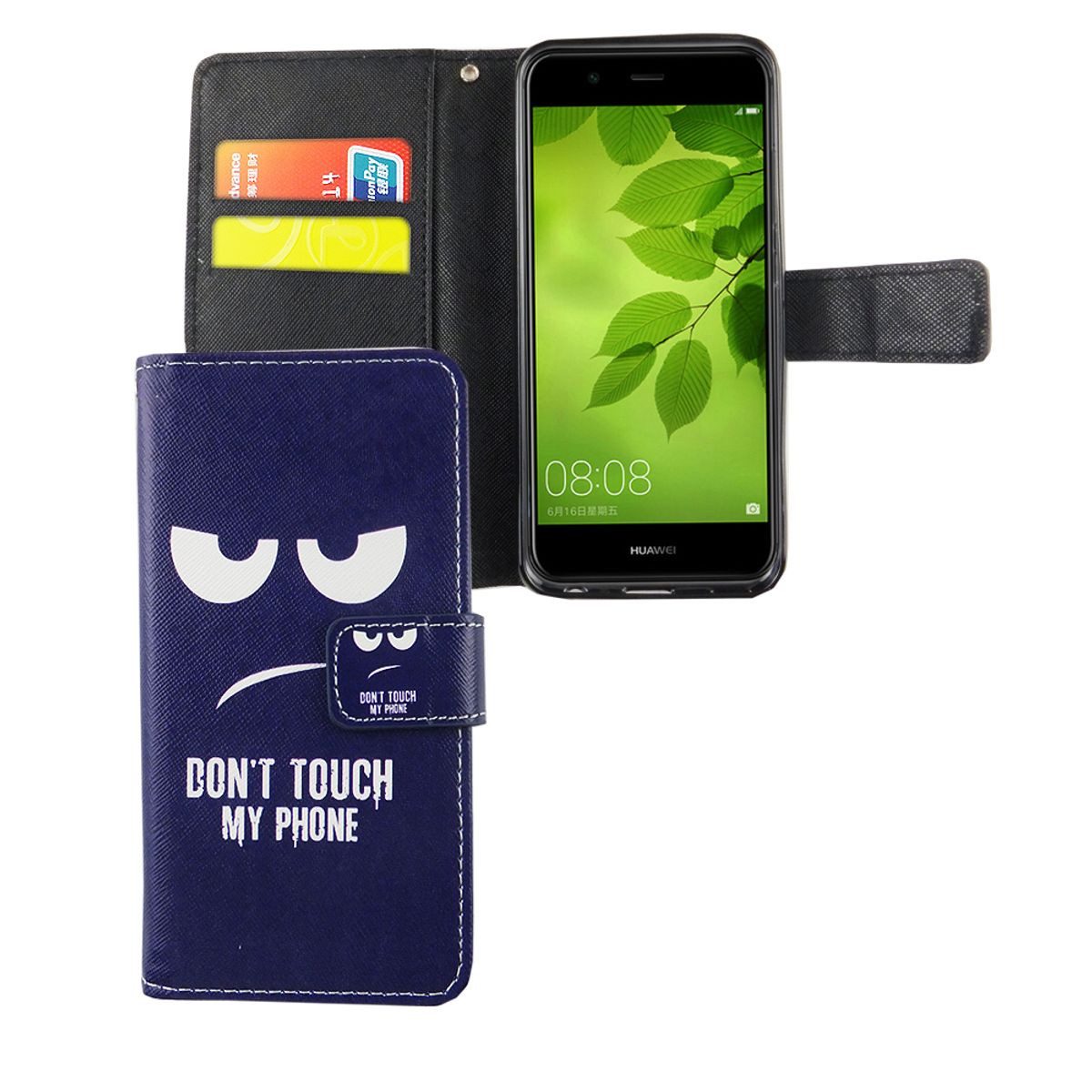 König Design Handyhülle Huawei Nova 2, Huawei Nova 2 Handyhülle Bookcover Blau