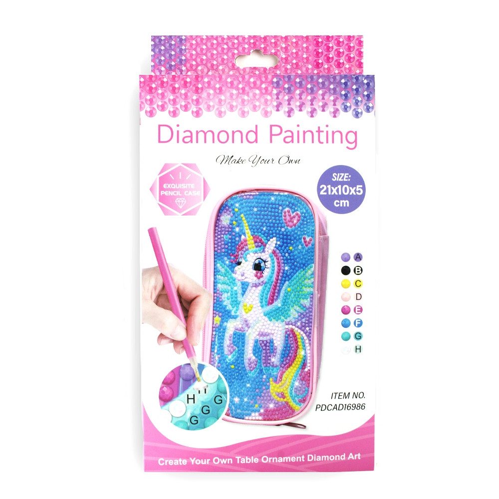 Pracht Rahmen PRACHT Diamond Painting Federmäppchen Einhorn rosa/blau